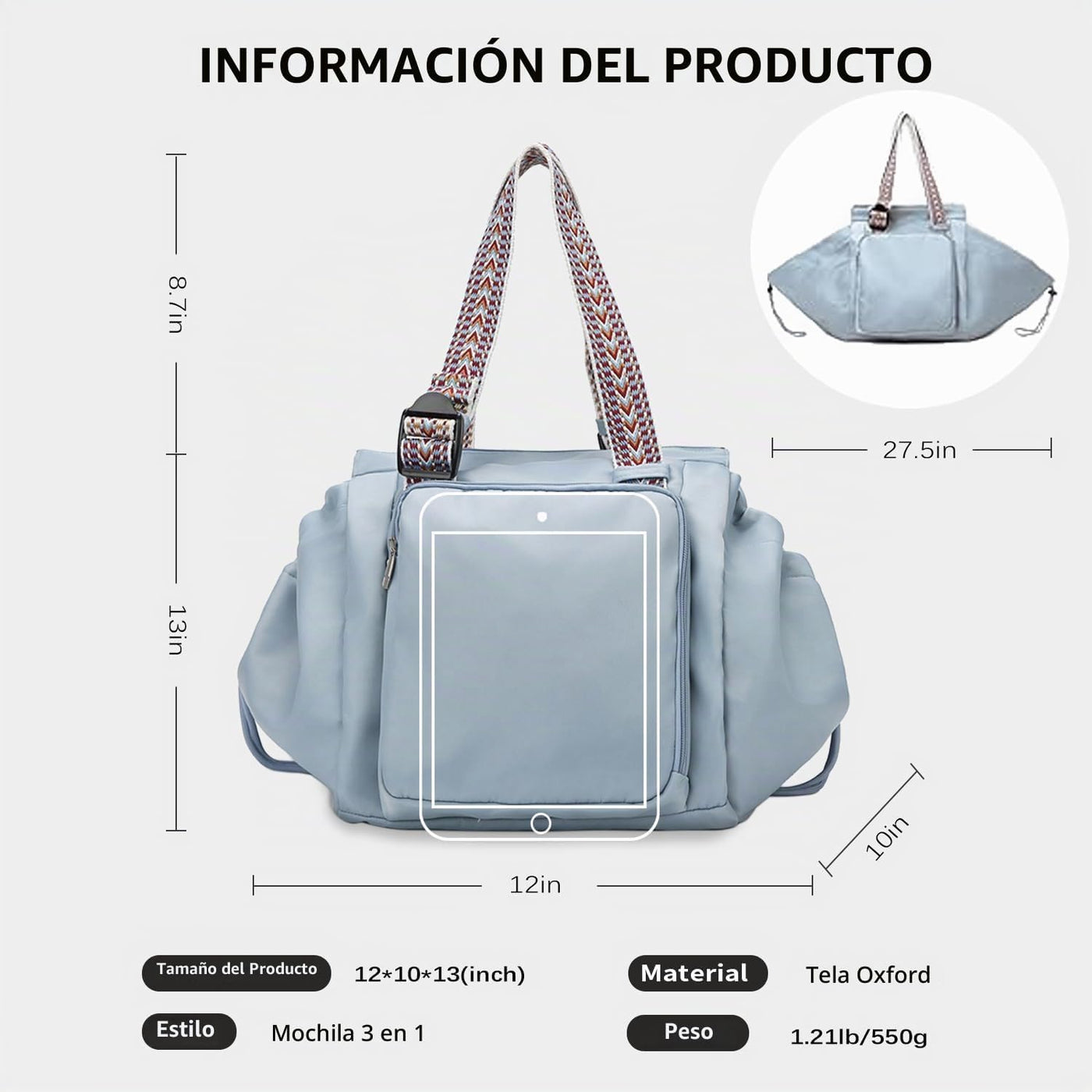 BELLPO Mochila convertible para todos los días, bolsa para pañales,...