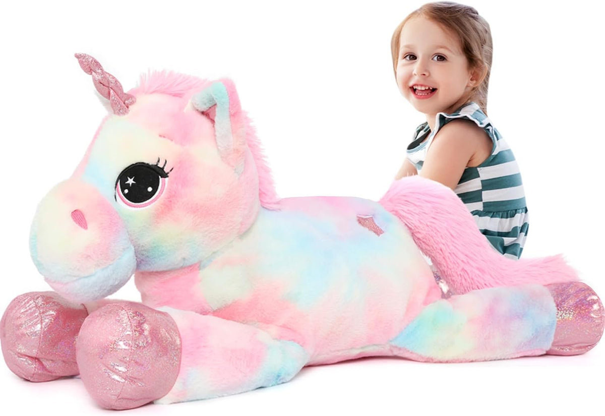 Tezituor Peluche de unicornio gigante de 43 pulgadas, juguetes de u...