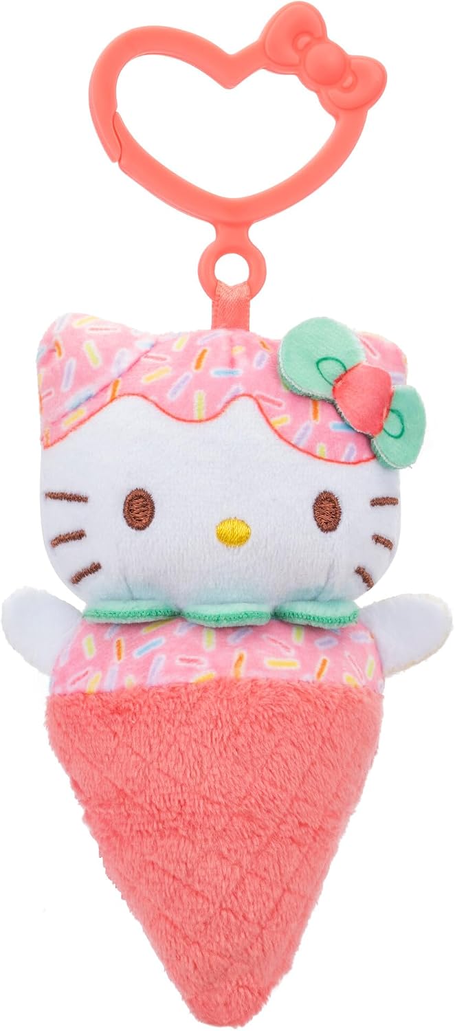 Hello Kitty and Friends - Paquete de 4 peluches con clip de helado...