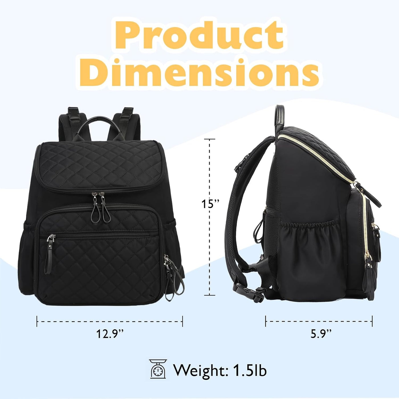 LORADI Mochila ligera para pañales, mediana | Clips para cochecito,...