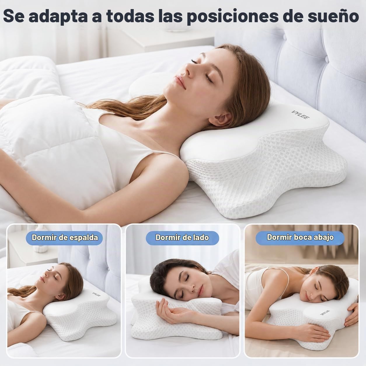 VYLEE Almohada cervical para el cuello, almohada de contorno de esp...