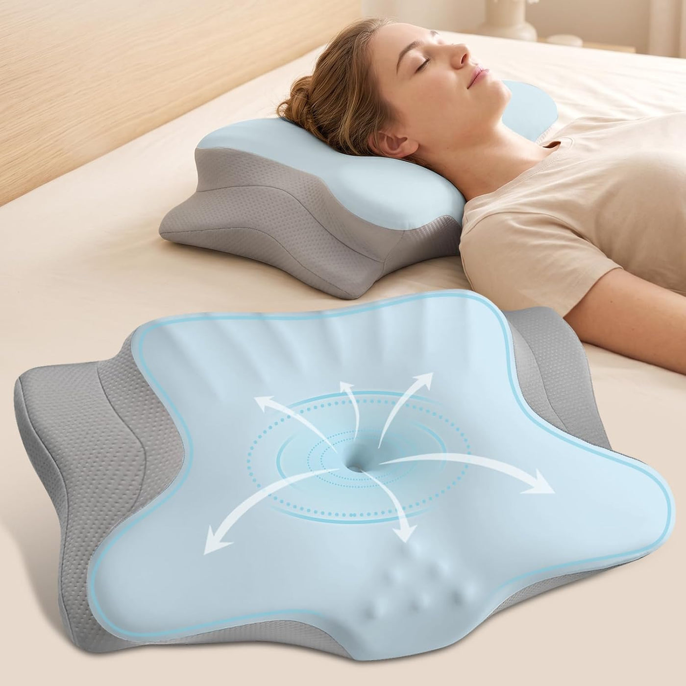 Ylekto Almohada cervical para el cuello para aliviar el dolor, almo...