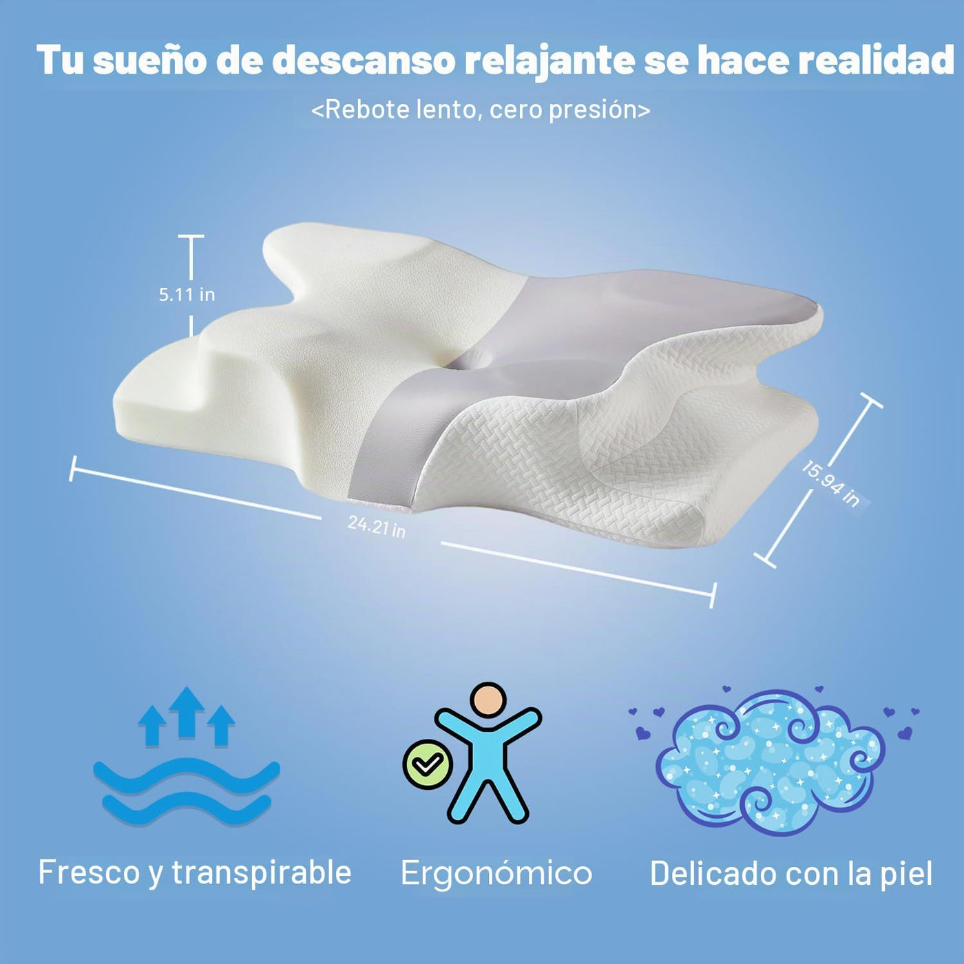 Almohada cervical Ergo para la apnea del sueño, los ronquidos y el...