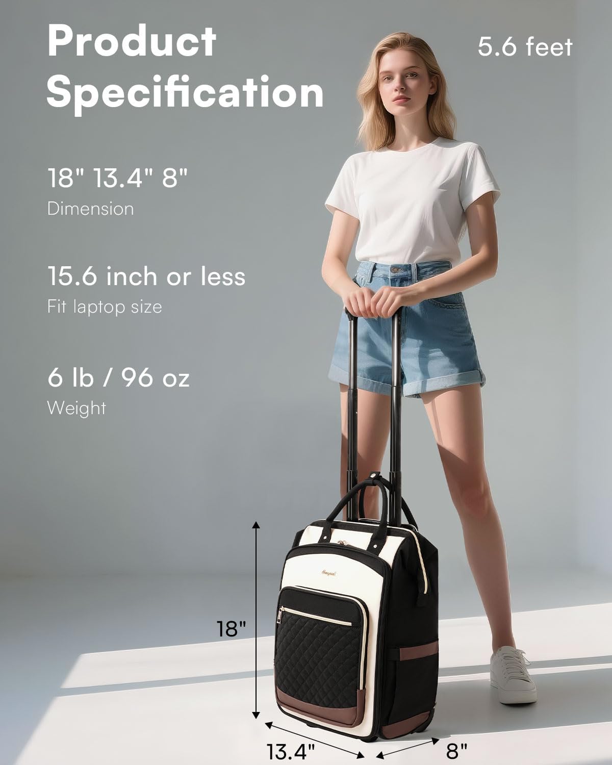 Mochila con ruedas para mujer, mochila de viaje con ruedas, mochila...