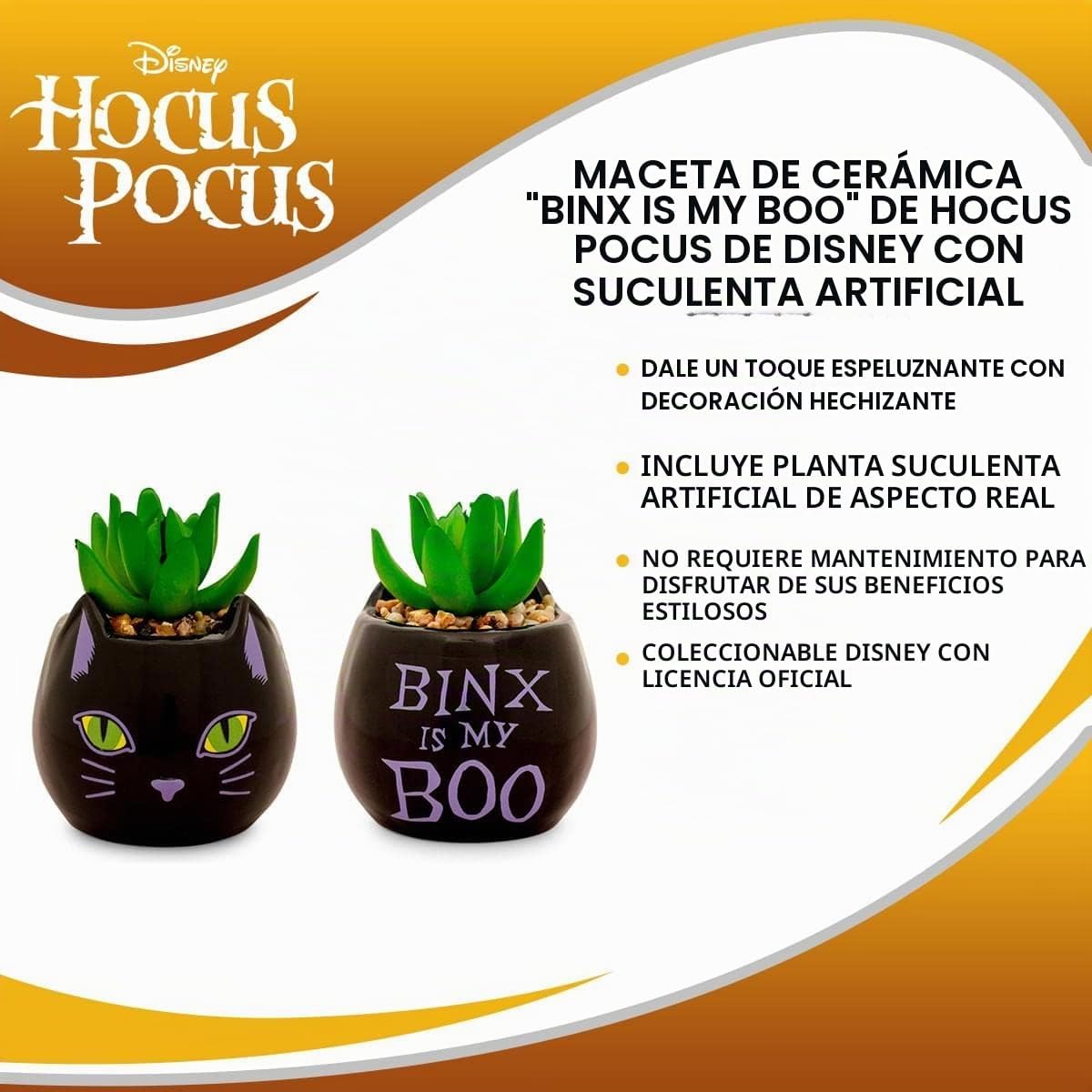 Toynk Disney Hocus Pocus Binx is My Boo - Mini maceta de cerámica d...