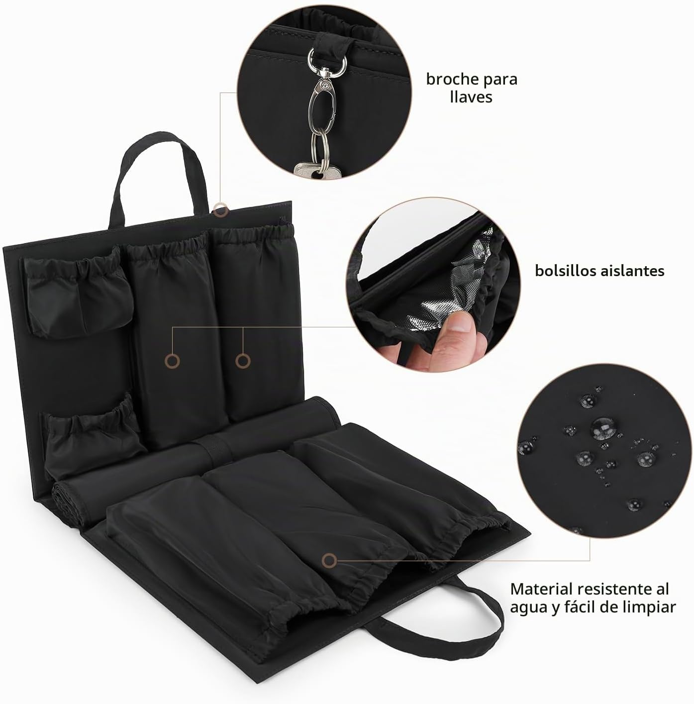 Lmbabter Organizador extraíble con bolsillo aislado, bolsa de pañal...