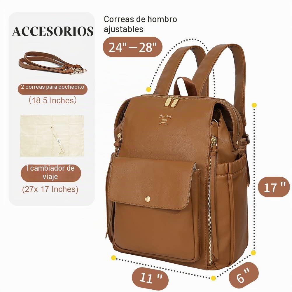 Miss fong - Mochila para pañales de bebé, bolsa de pañales de cuero...