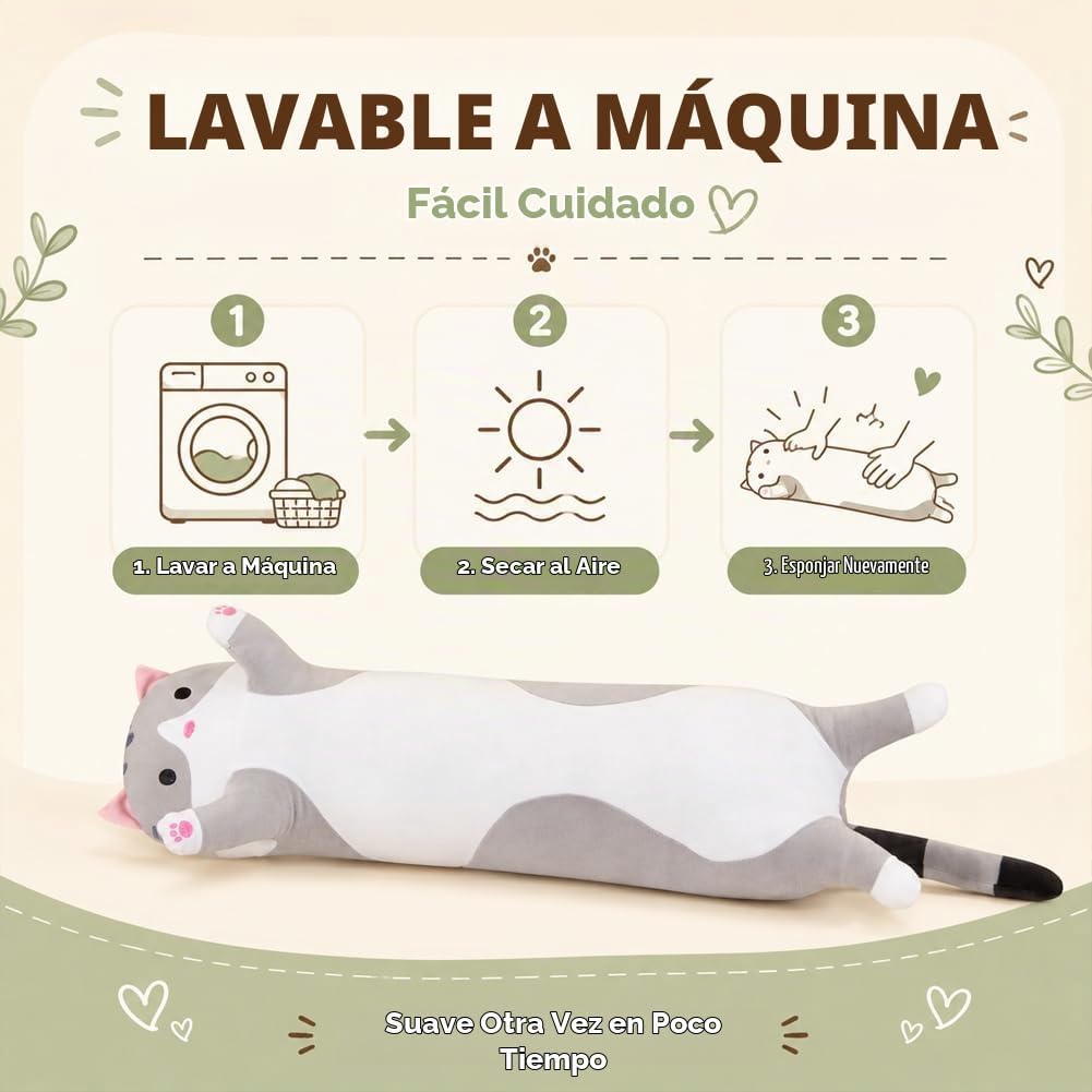 Almohada de felpa de cuerpo larga y suave con diseño de dibujos ani...