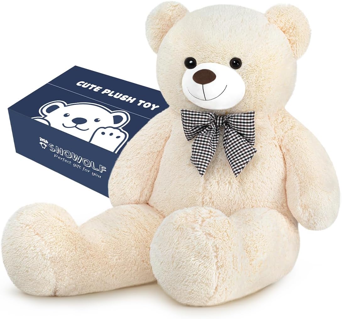 SNOWOLF Oso de peluche blanco gigante de 47" Animales de peluch...