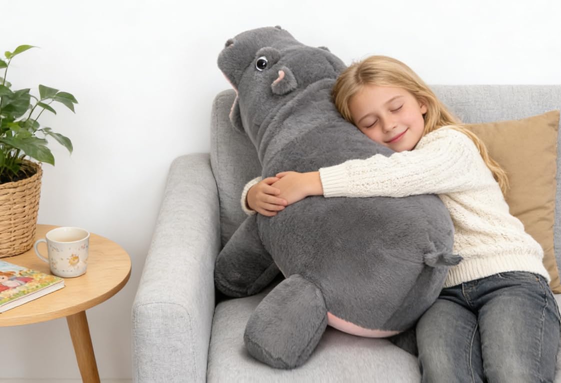 IKASA Peluche de hipopótamo gigante, juguete de peluche grande de h...
