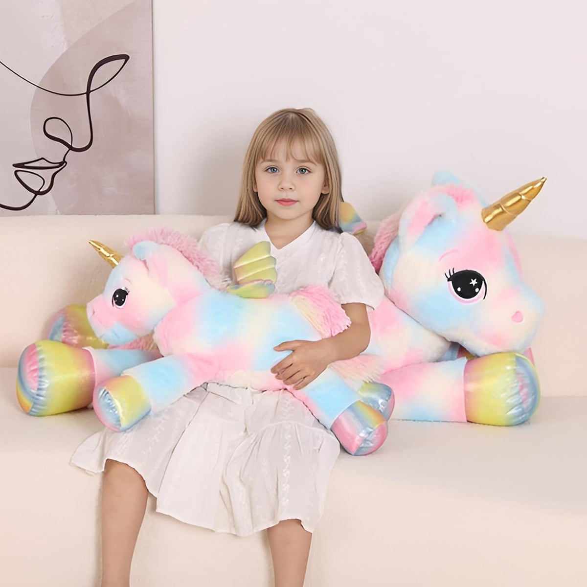 FFxiong Almohada de Peluche de Unicornio Grande de 24 Pulgadas de C...