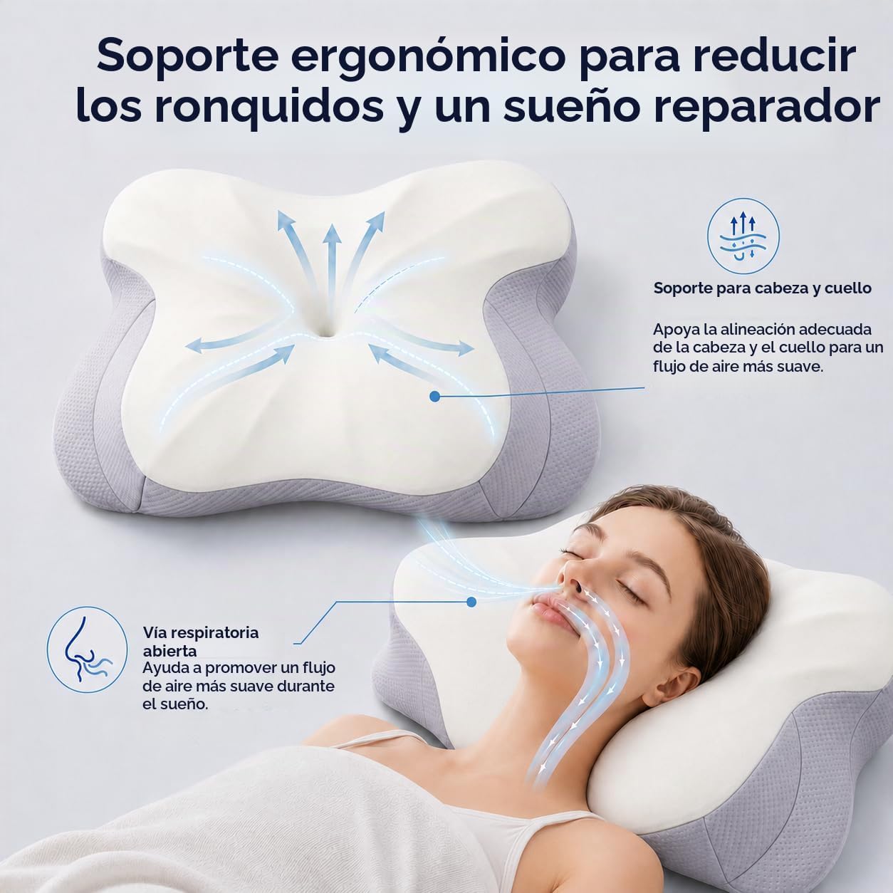 COMFORLAY Almohada cervical de espuma viscoelástica no tóxica sin t...