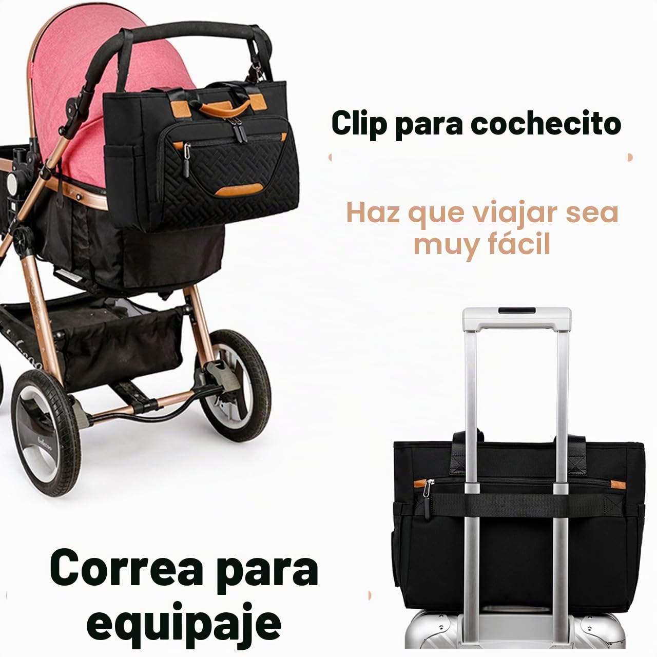 Bolsa de pañales FHELAD, bolso de pañales 4 en 1 con compartimento...