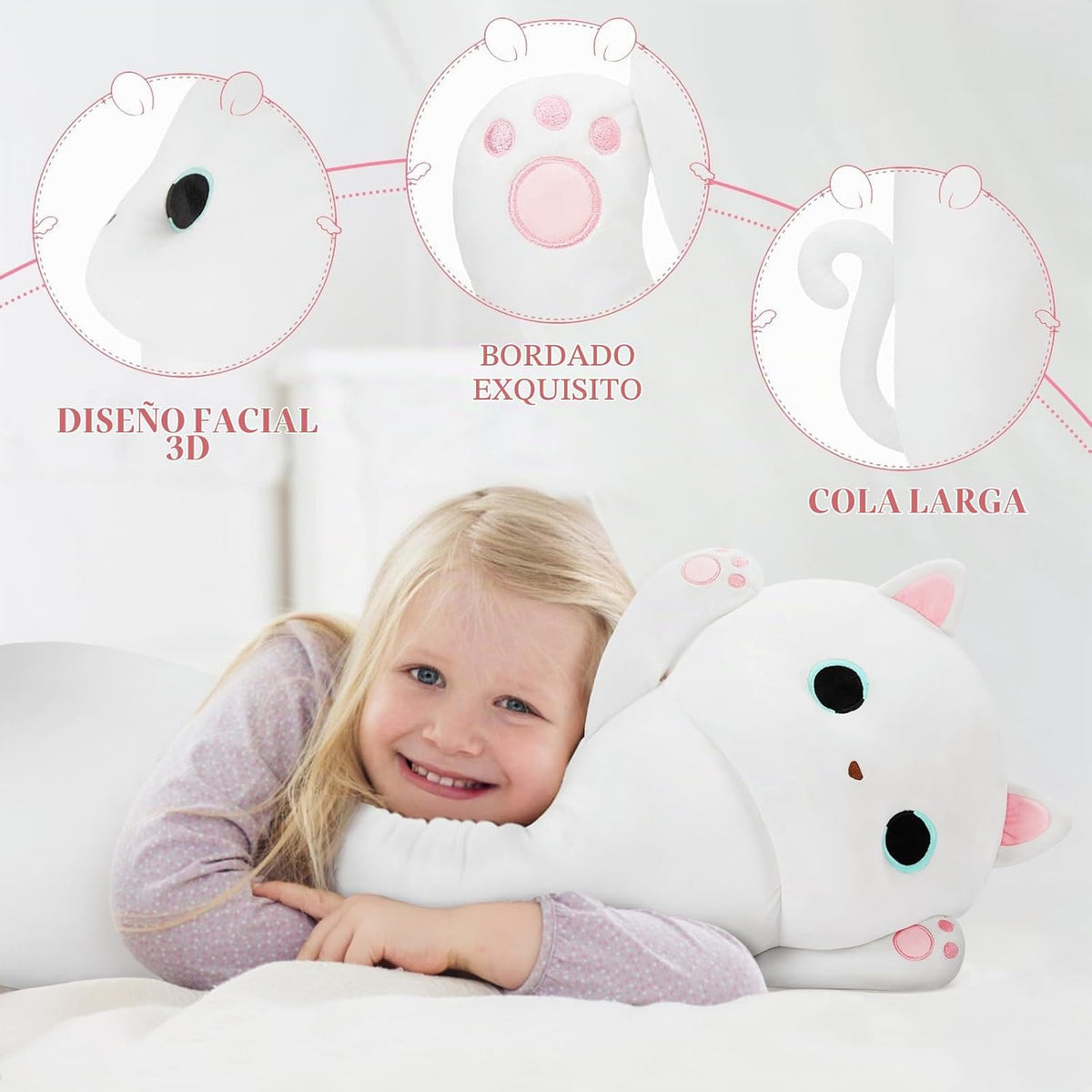 MaoGoLan - Almohada corporal de felpa de gato de 44 pulgadas para n...