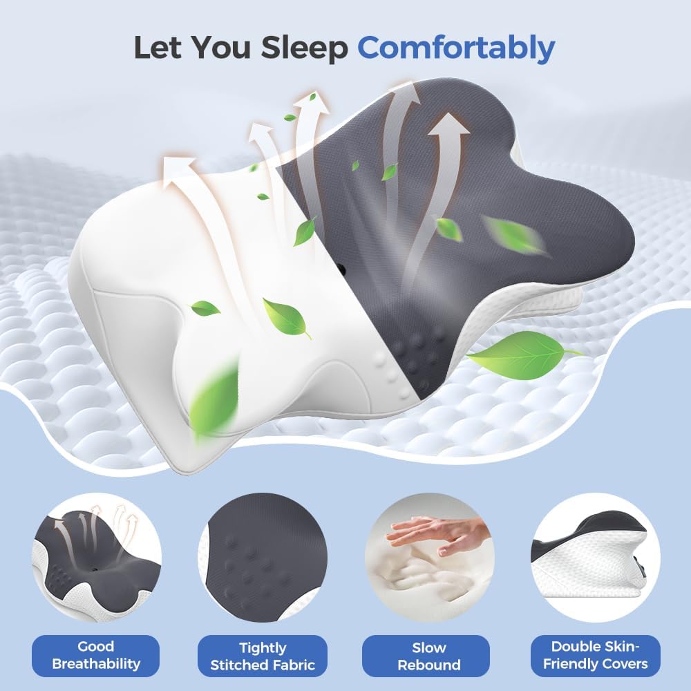 BNXIANG Almohada cervical para aliviar el dolor de cuello, almohada...