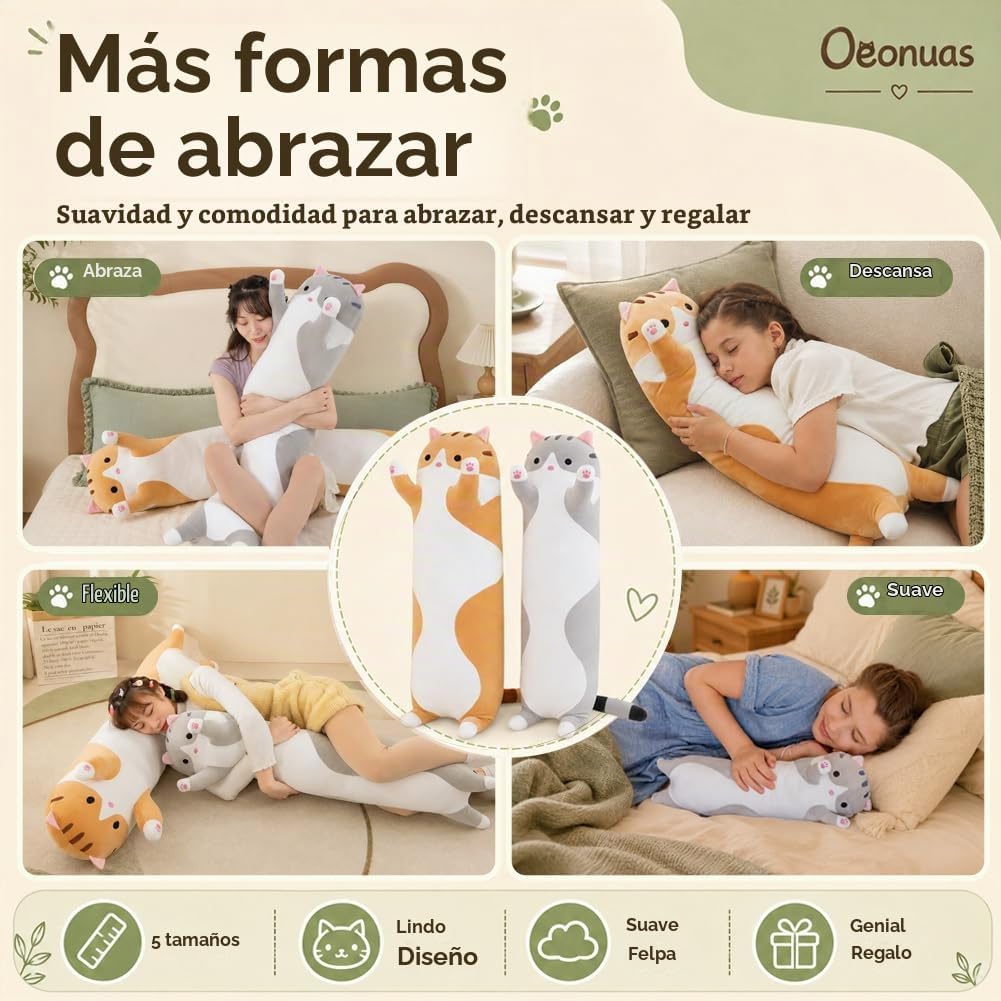 Almohada de felpa de cuerpo larga y suave con diseño de dibujos ani...