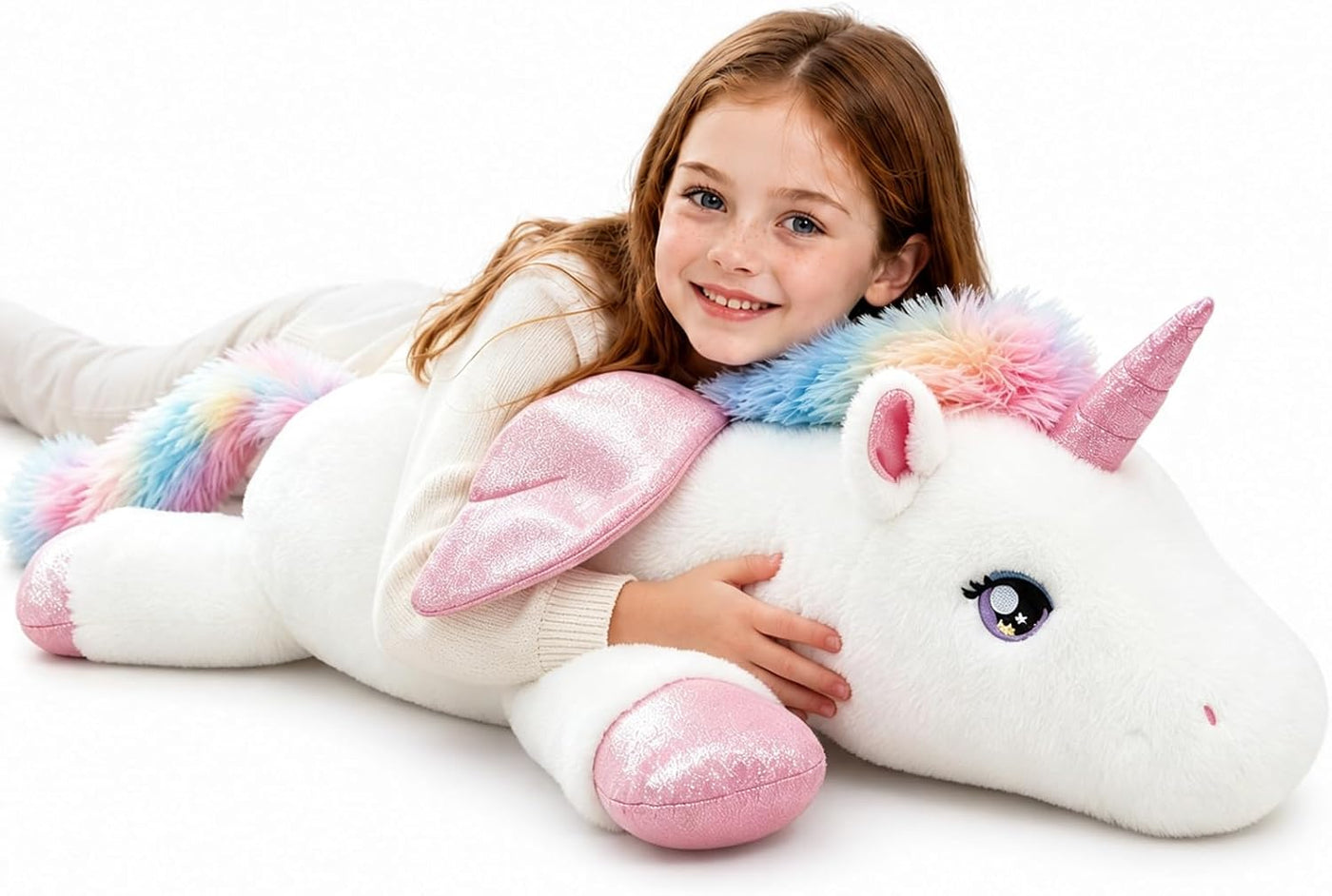 Tianmihou Peluche de unicornio gigante de 32 pulgadas, juguete de p...