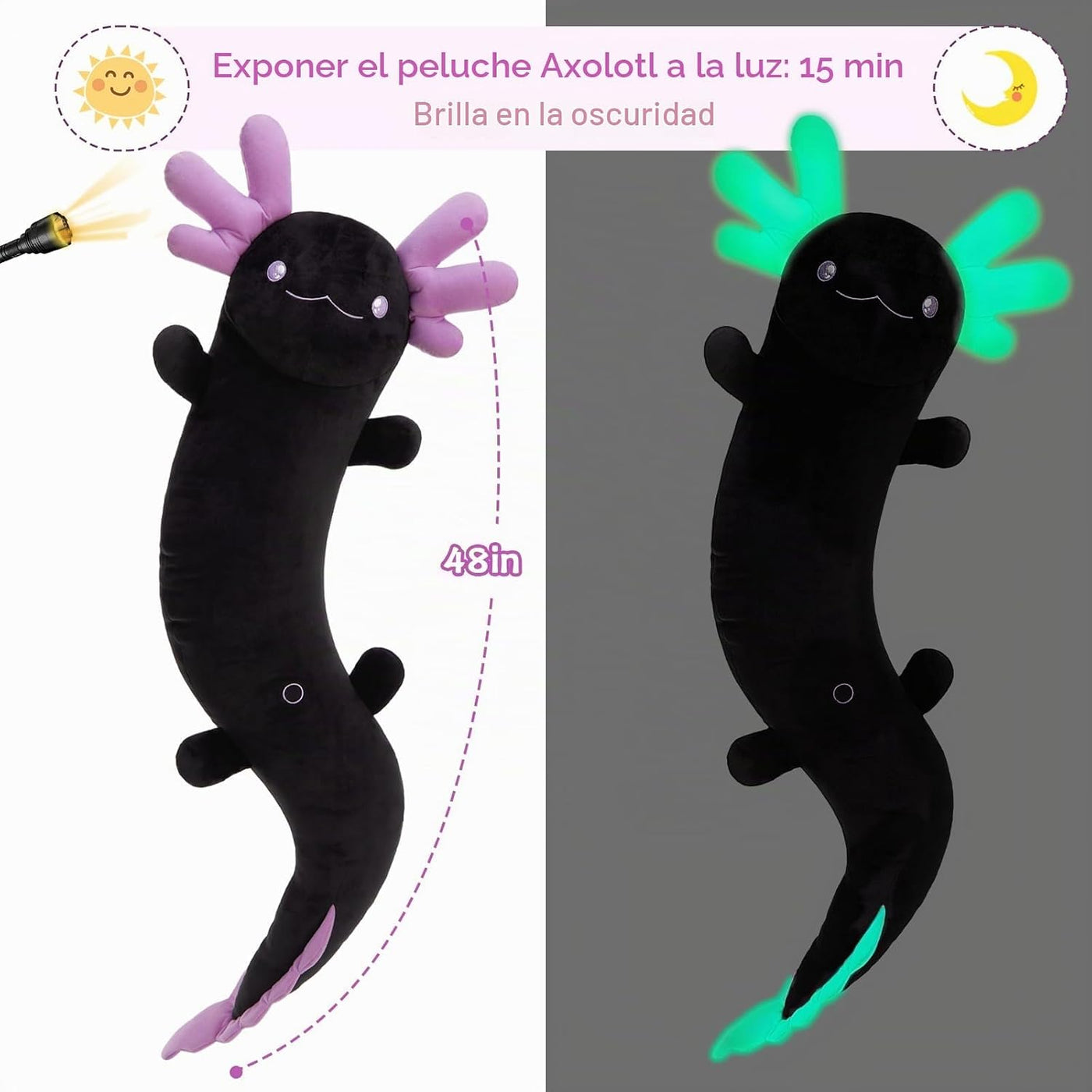MaoGoLan - Almohada gigante de felpa de ajolote, 48 pulgadas, color...