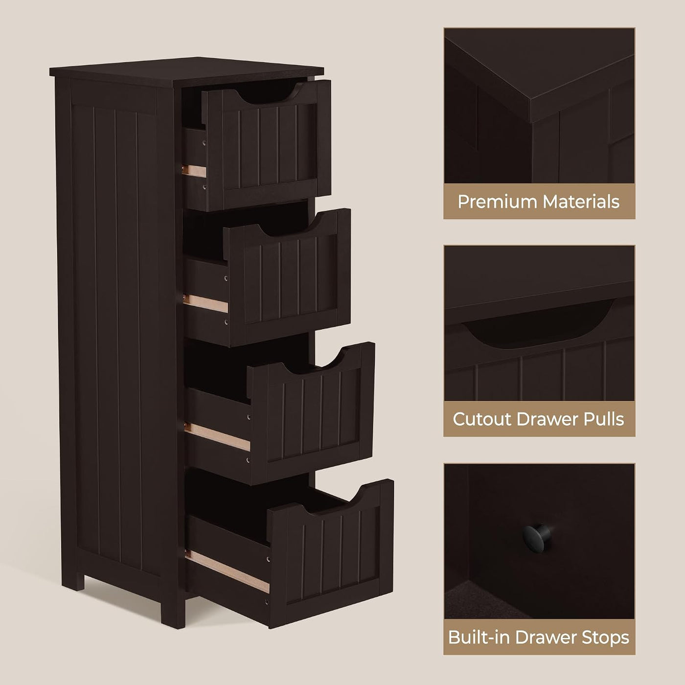 Yaheetech Gabinete de almacenamiento para baño, diseño delgado de 4...
