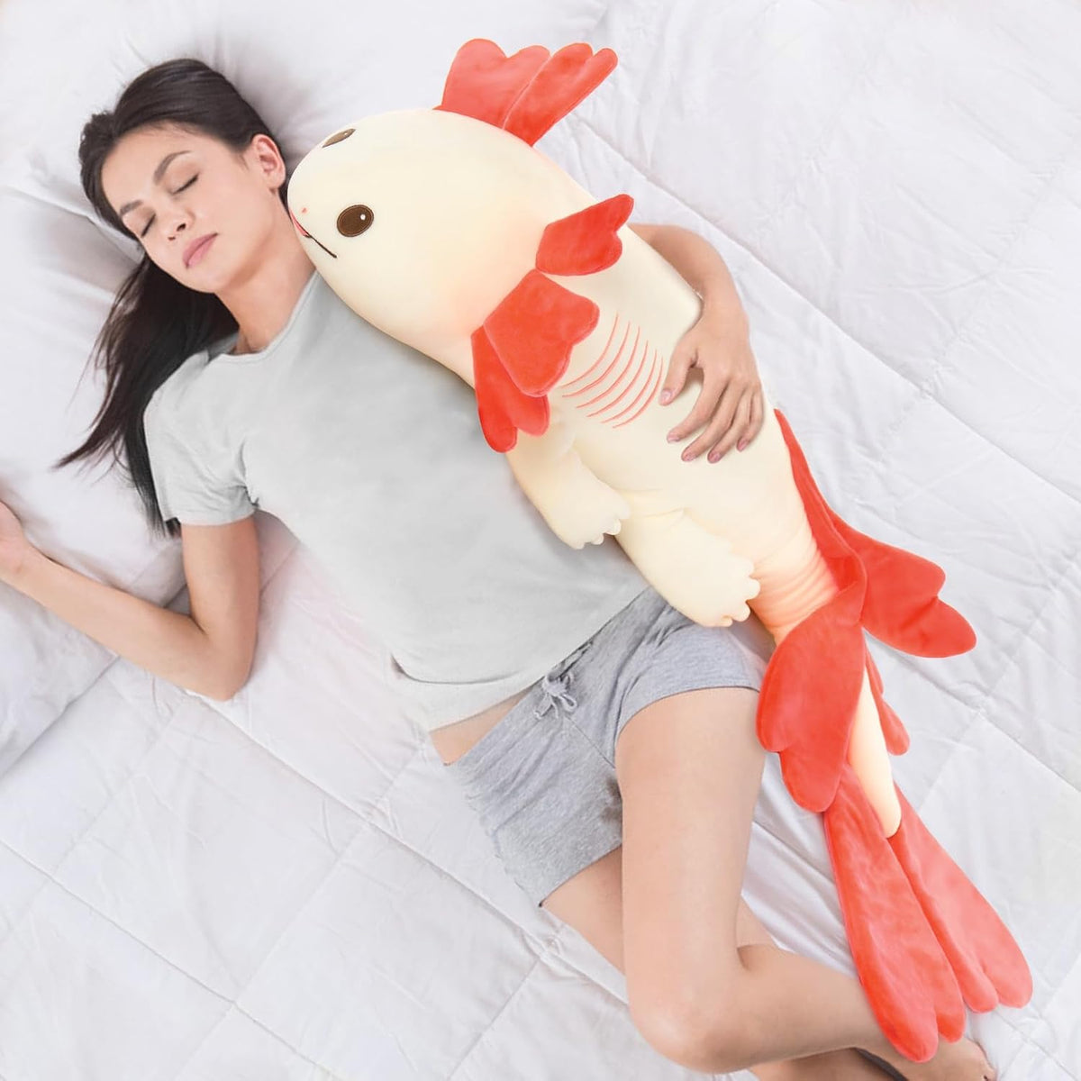 MaoGoLan - Almohada de felpa de ajolote, tamaño gigante que brilla...