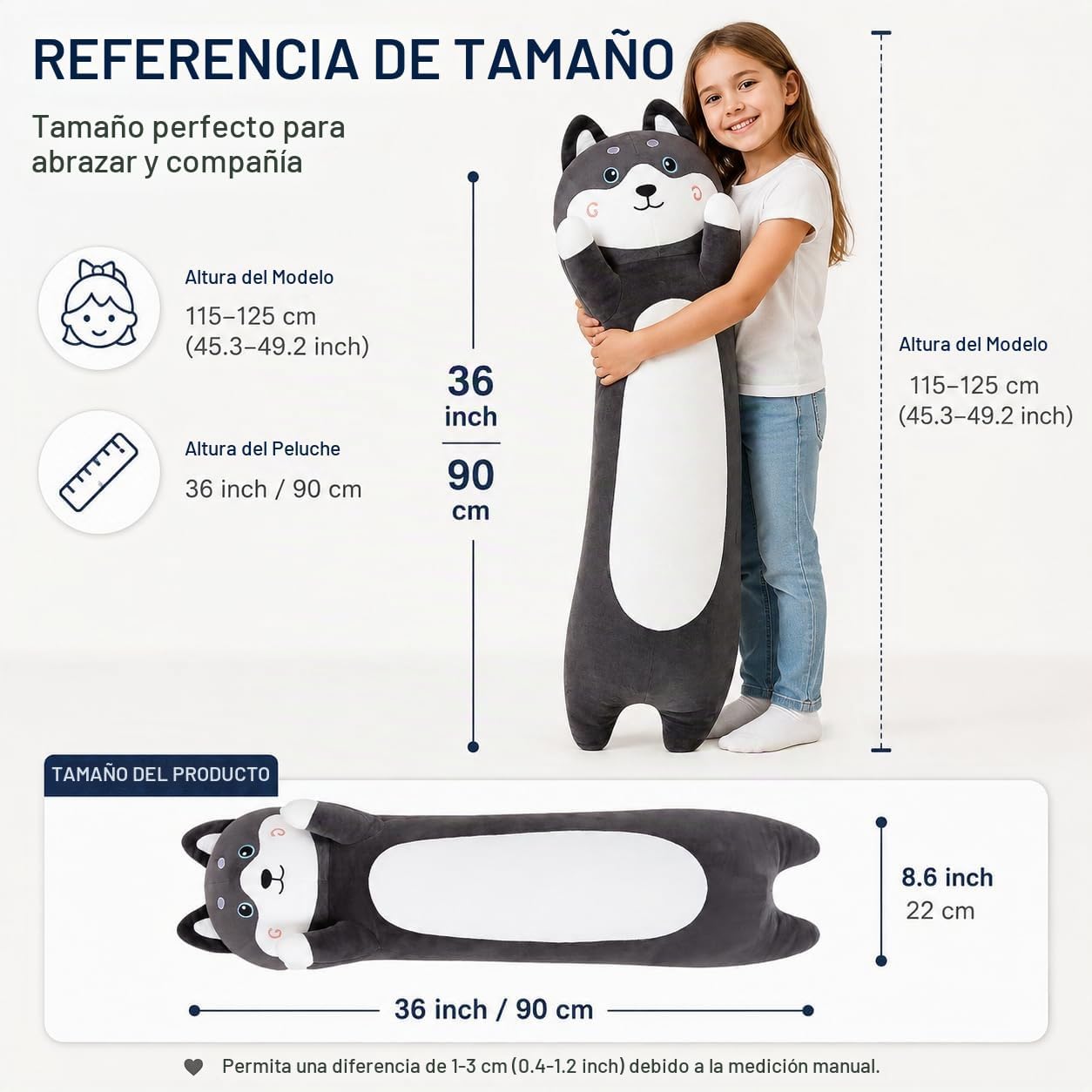 Kashabawangzi Peluche de perro Husky de 36 pulgadas, suave almohada...