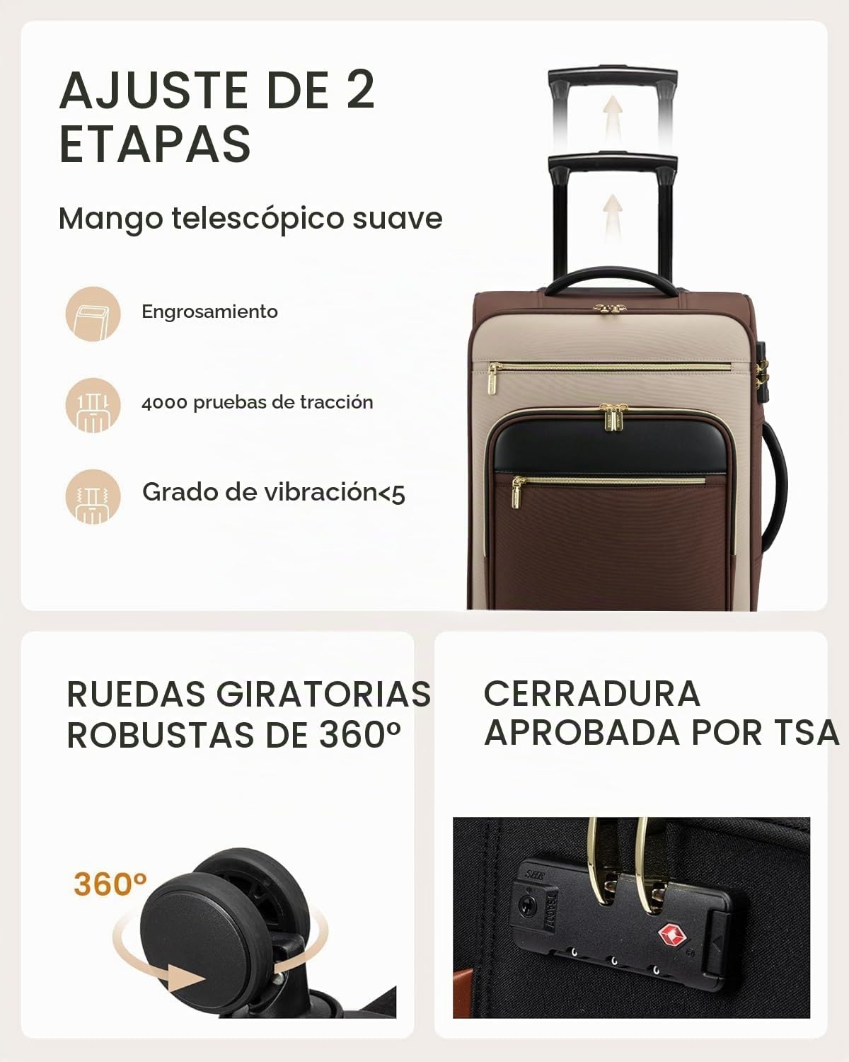 LOVEVOOK Maleta de mano de 22 x 14 x 9 aprobada por aerolínea, equi...