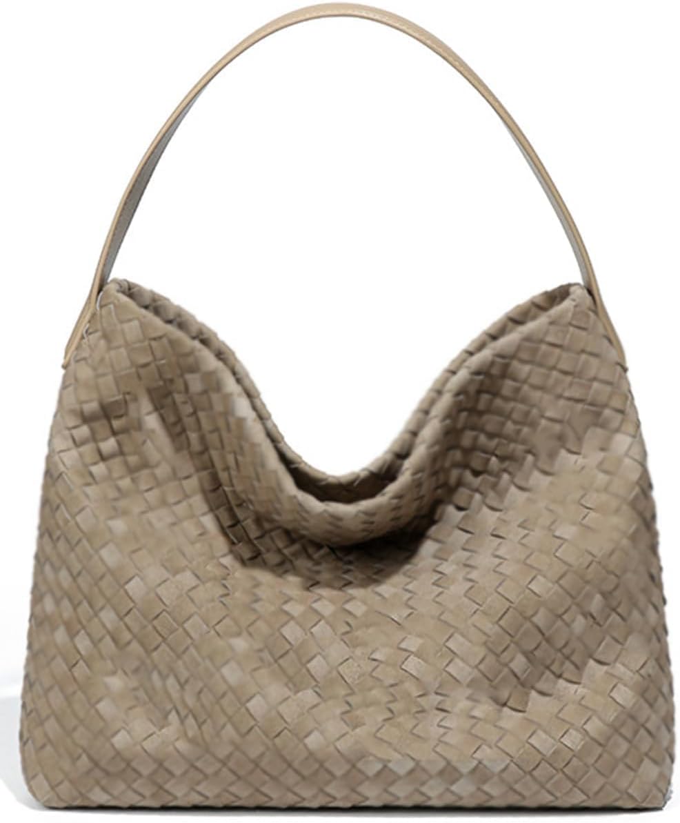 Bolso de hombro tejido para mujer, de piel sintética, con asa super...