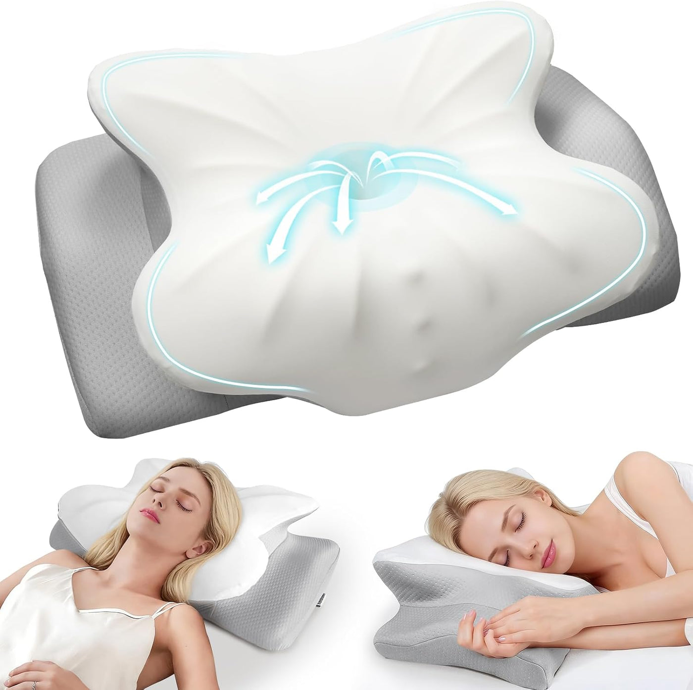 ZeroZillo Almohada cervical para dolor de cuello, apnea del sueño,...
