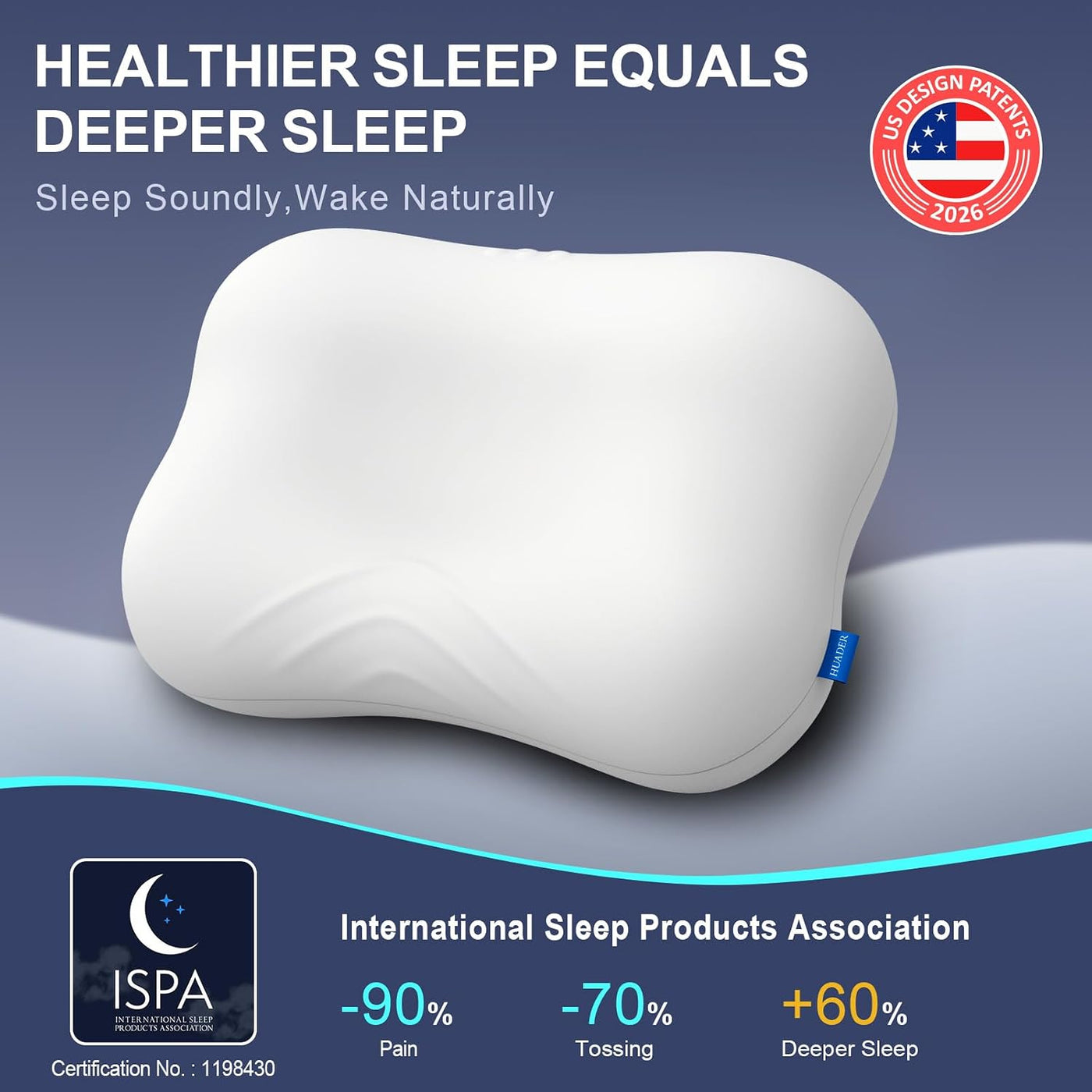 HUADER Almohada cervical para aliviar el dolor de cuello y dormir d...