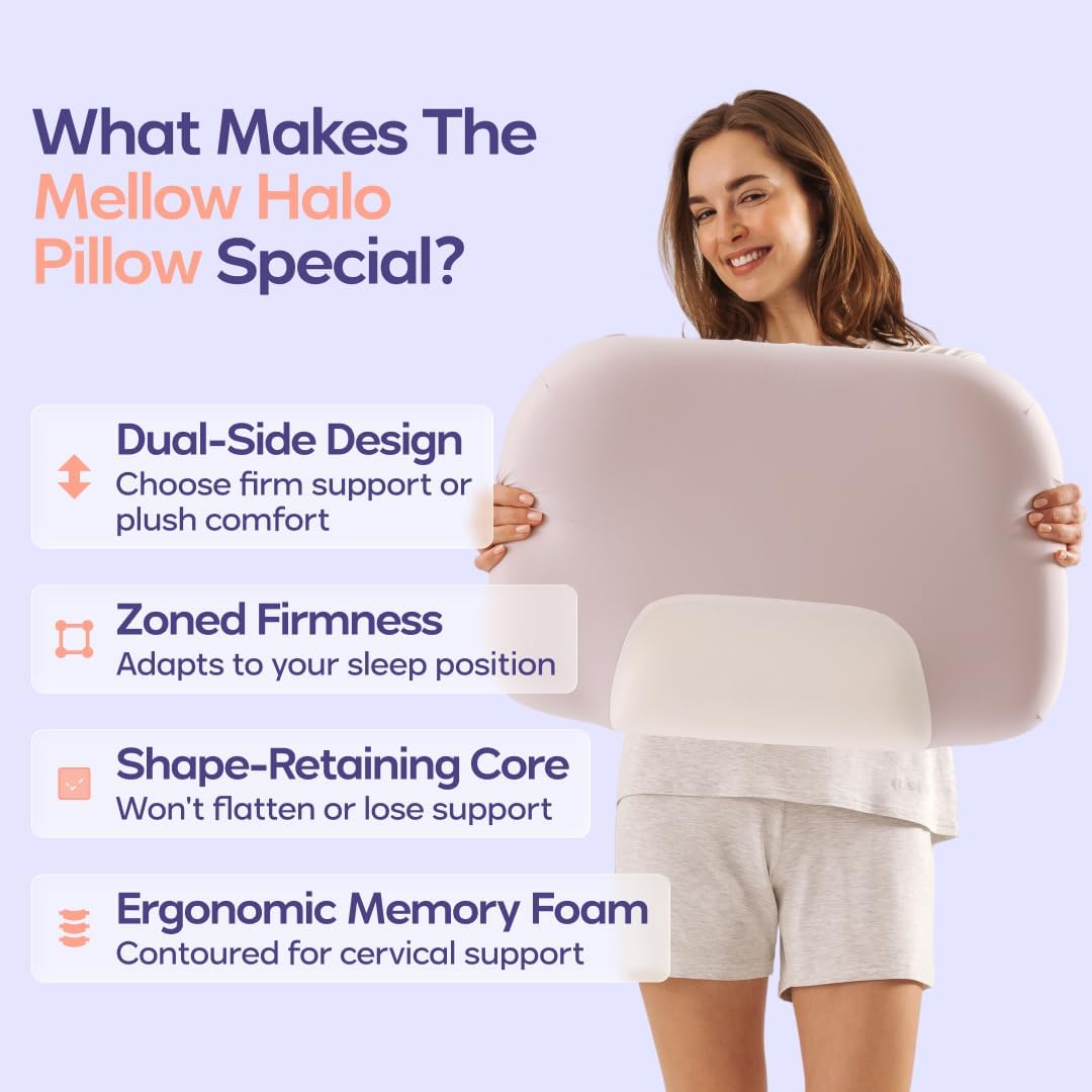 Mellow Halo - Almohada cervical para el cuello, almohada contornead...