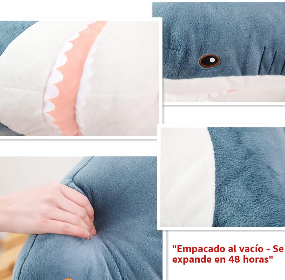 XIYUAN Juguete de peluche de tiburón de 39.3 pulgadas, tiburón giga...