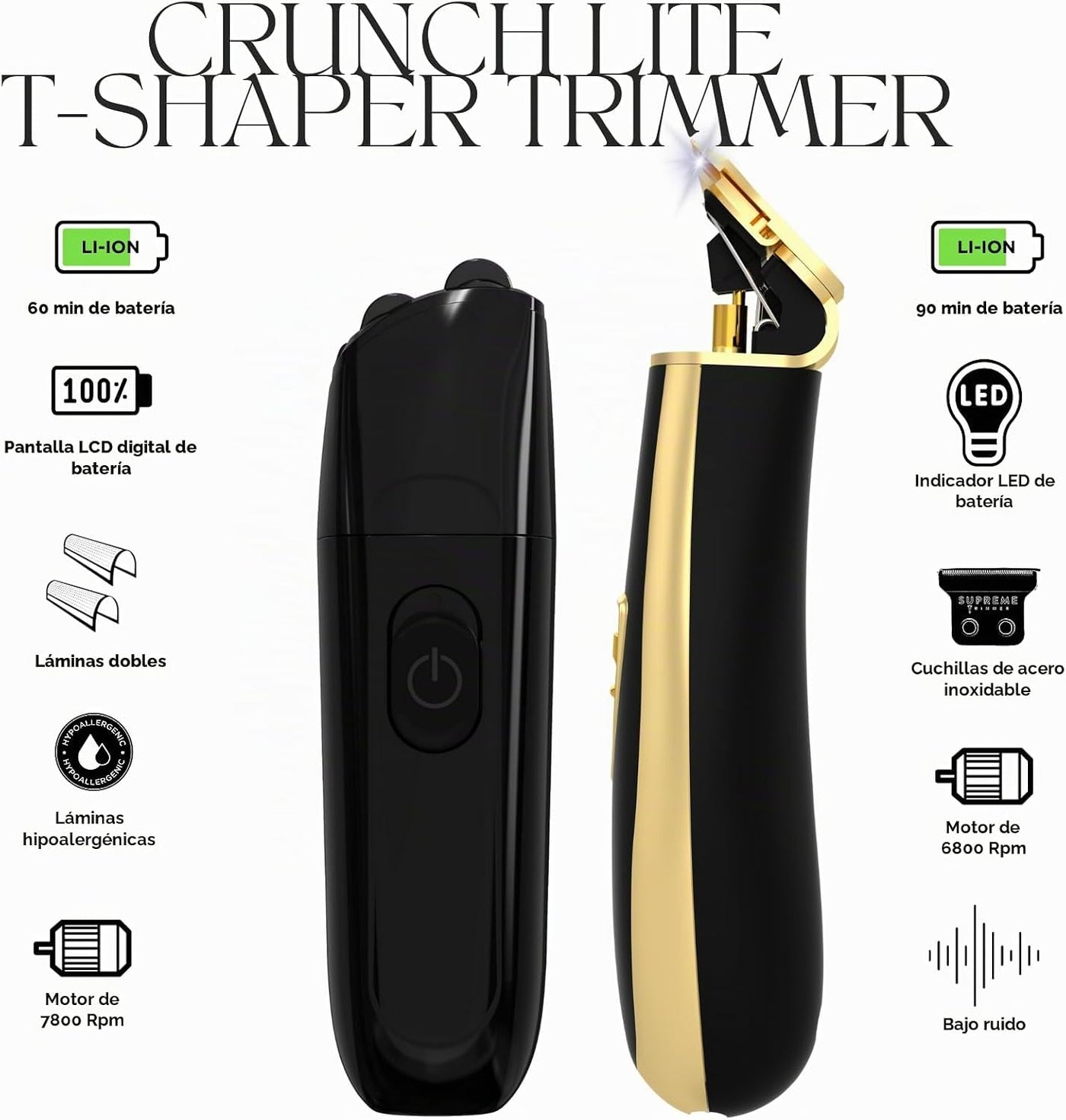 Supreme Trimmer Afeitadora Crunch Lite 2 en 1 y recortadora T-Shape...