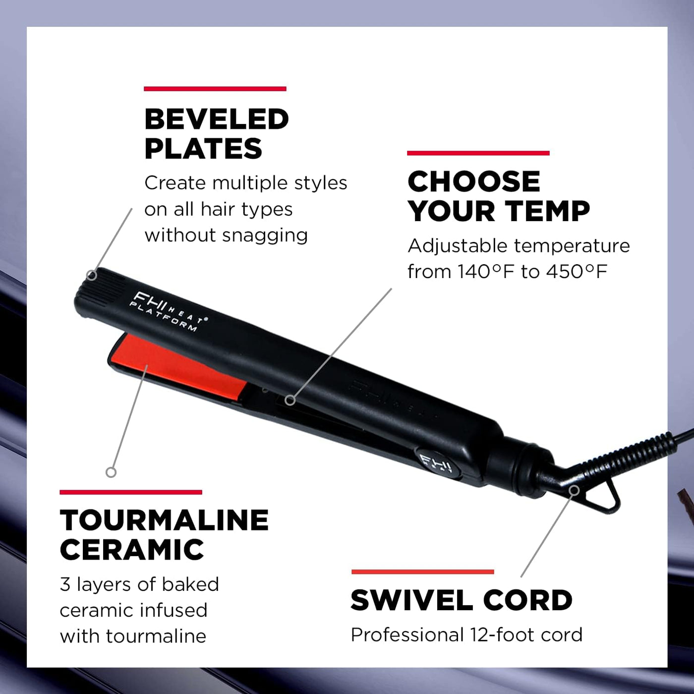 FHI Heat Platform Pro Styling Turmalina Plancha de pelo 1" | 140°\u...