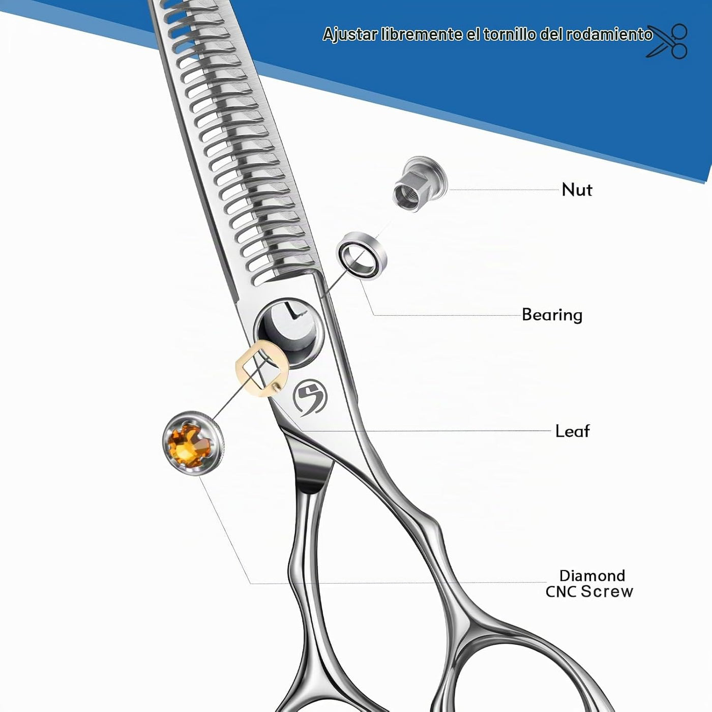 M.steve Tijeras de adelgazamiento de 6 pulgadas y 26 dientes para c...