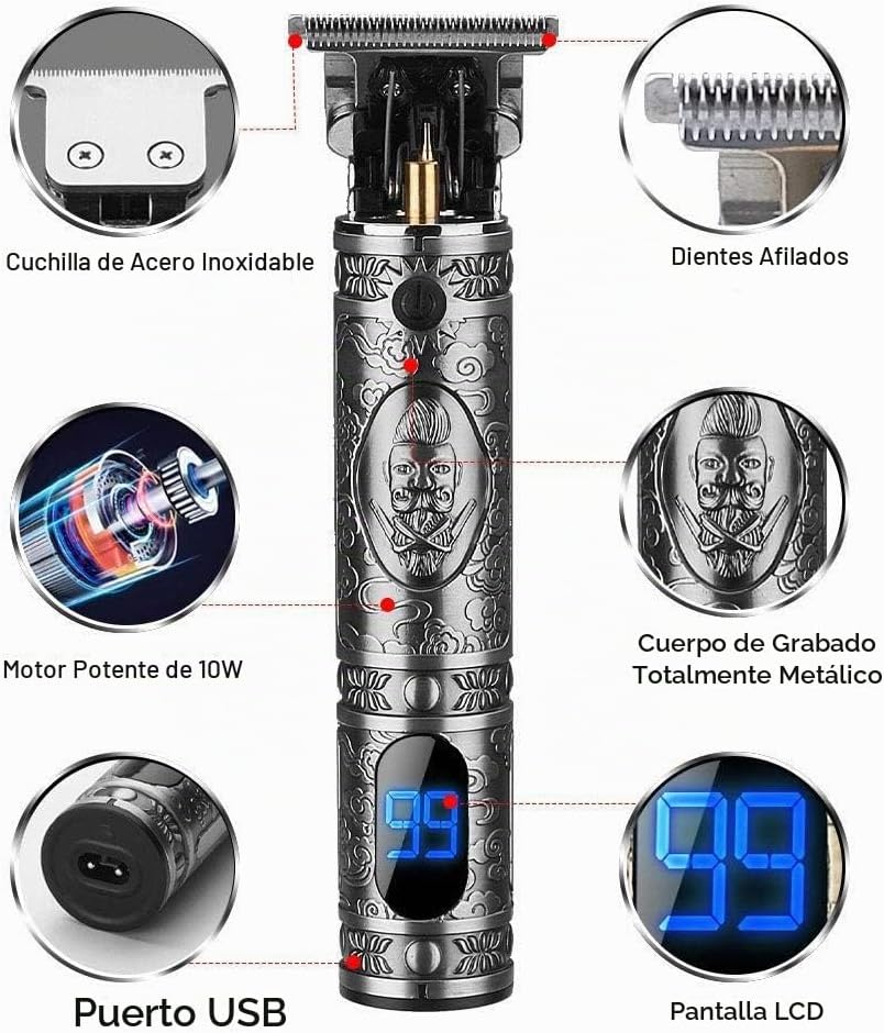 Cortadora de pelo sin huecos, recortadora de pelo eléctrica profesi...