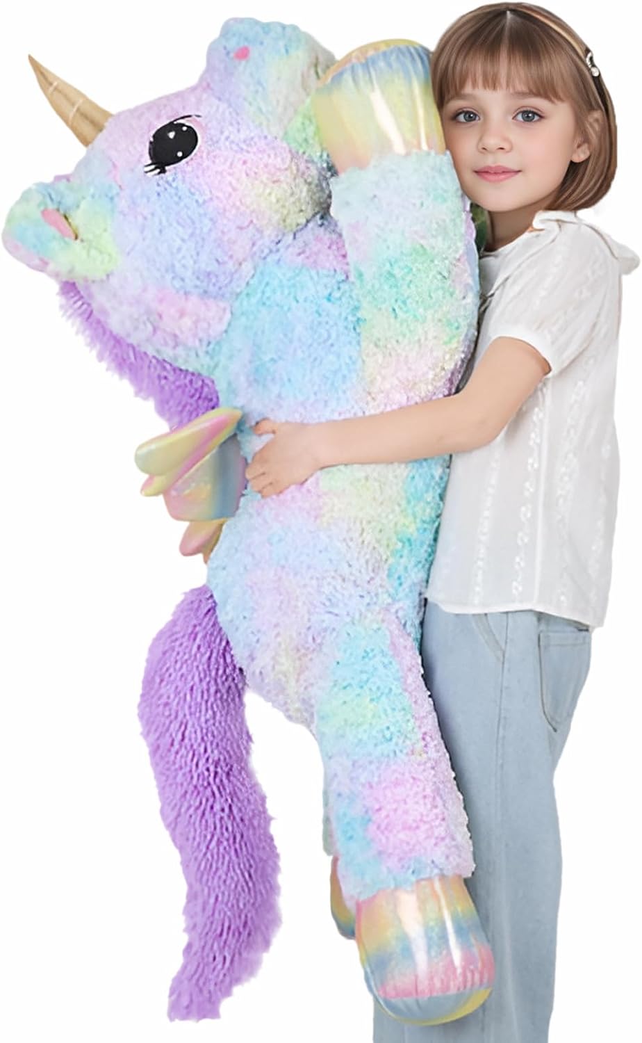FFxiong almohada de peluche de unicornio arcoíris gigante de 44 pul...