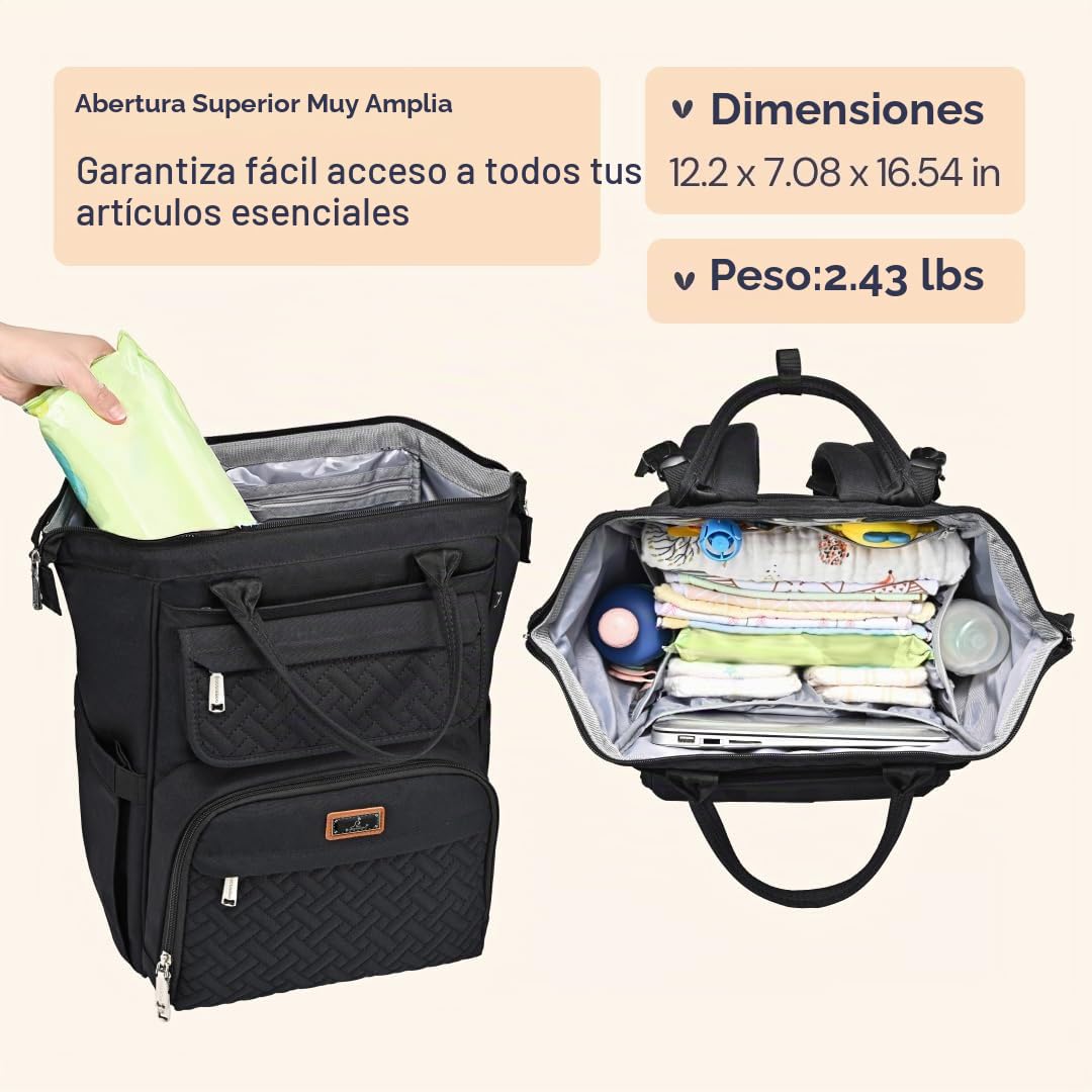 BabbleRoo - Mochila para pañales, bolsa multifuncional para cambiar...