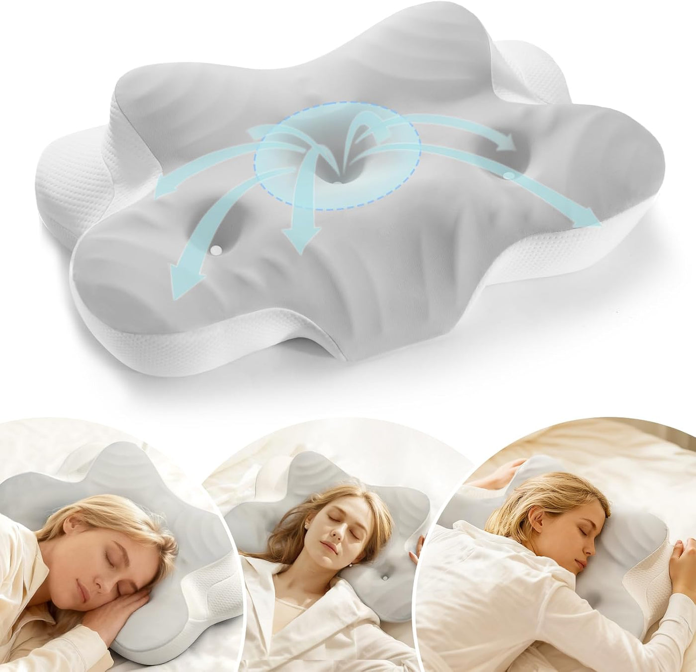 Almohada cervical para cuello y hombro, almohadas ergonómicas de es...