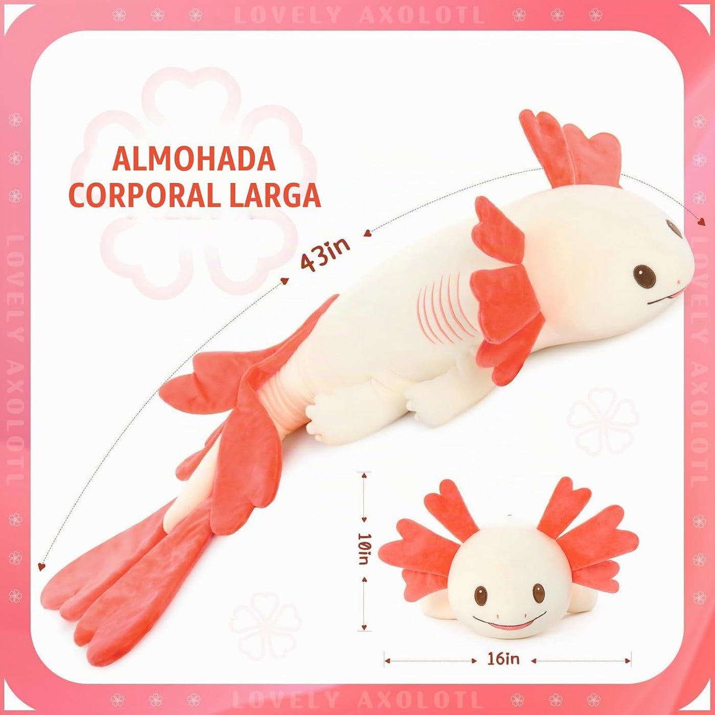 MaoGoLan - Almohada de felpa de ajolote, tamaño gigante que brilla...