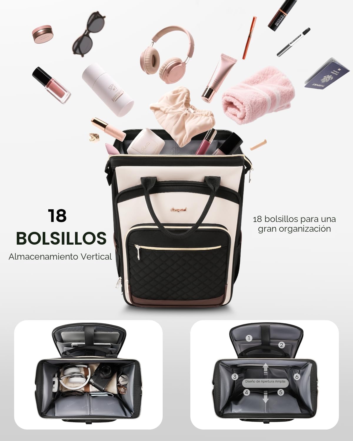Mochila con ruedas para mujer, mochila de viaje con ruedas, mochila...