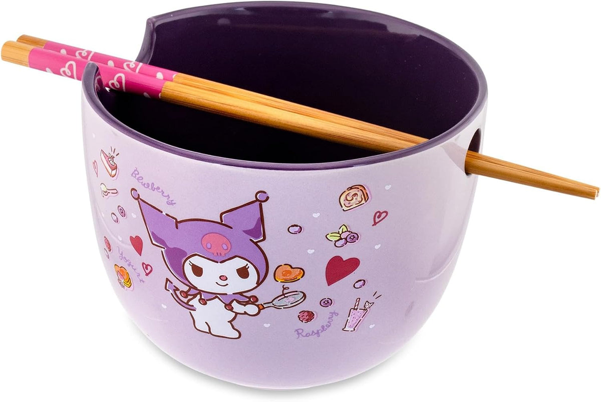 Sanrio Kuromi - Juego de vajilla de cerámica para ramen, incluye cu...