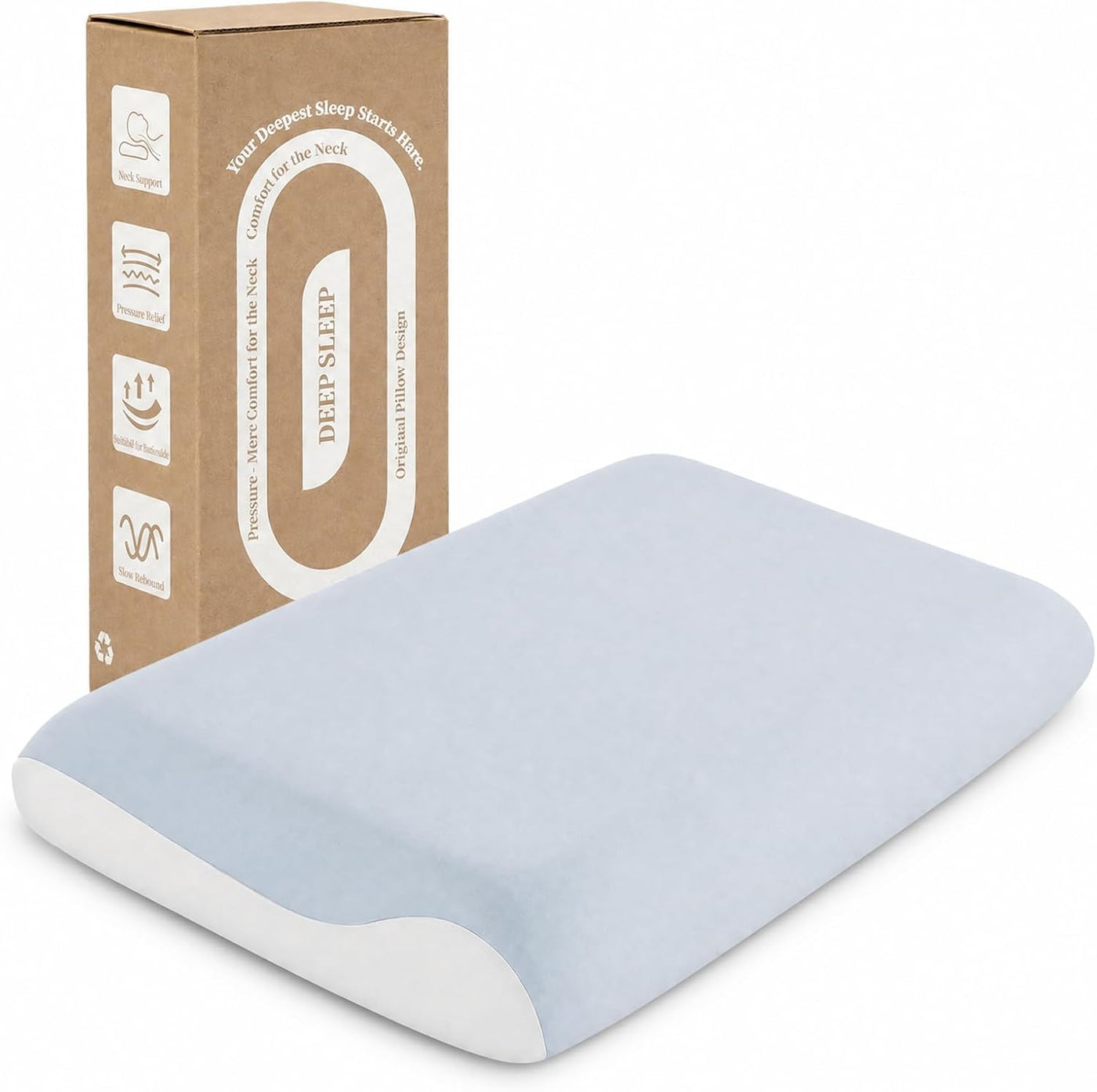 Almohada de espuma viscoelástica, funda de enfriamiento, soporte er...