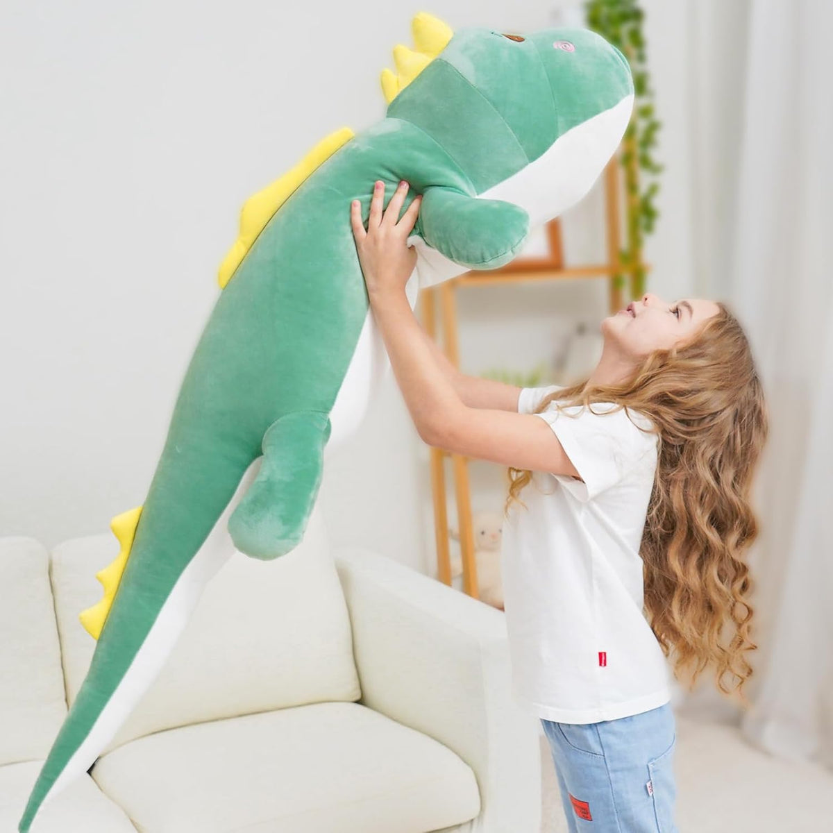 Tianmihou Almohada de felpa de dinosaurio gigante de 40 pulgadas, a...