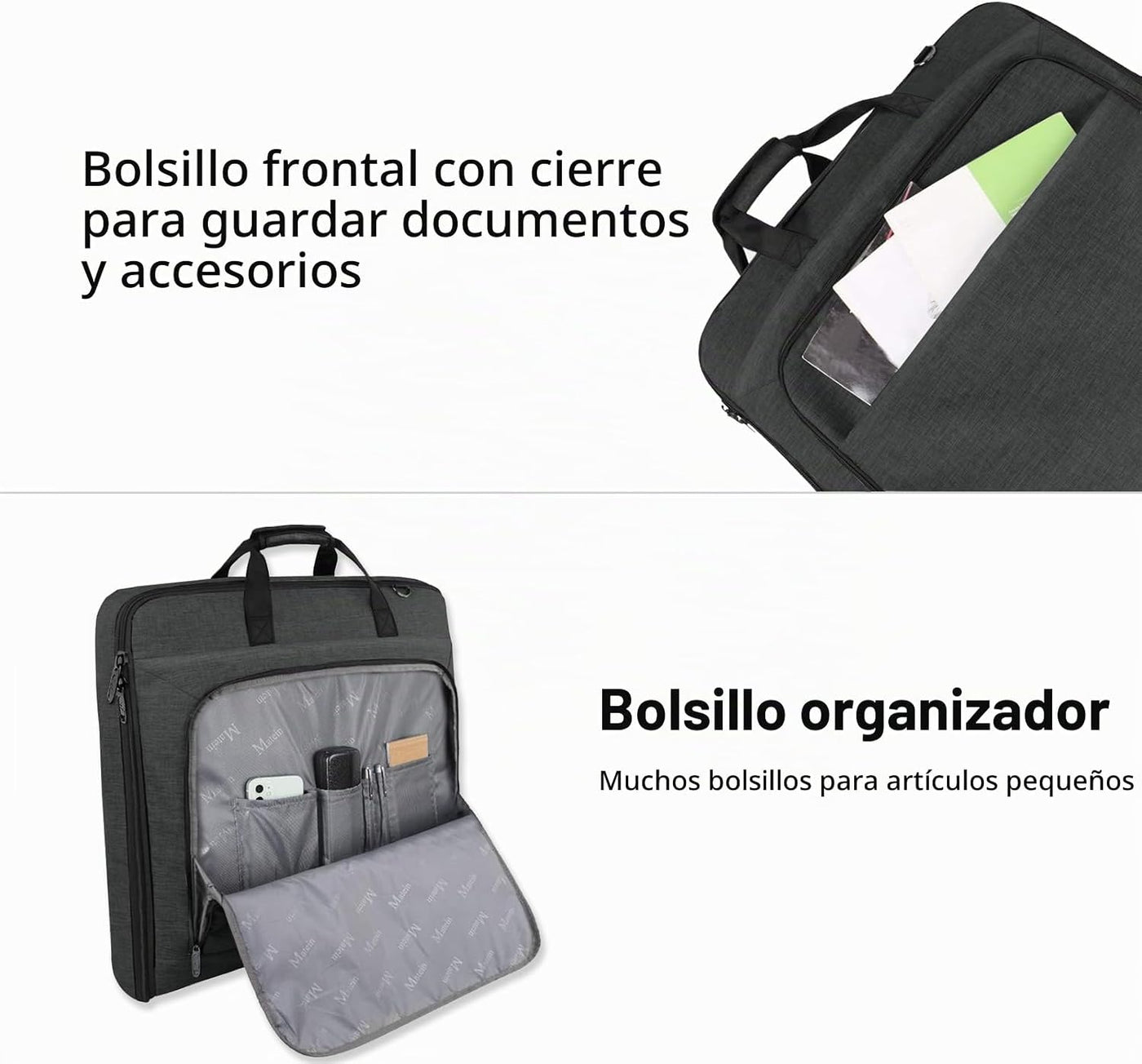 MATEIN Bolsas de ropa para colgar ropa, bolsa de viaje grande con c...