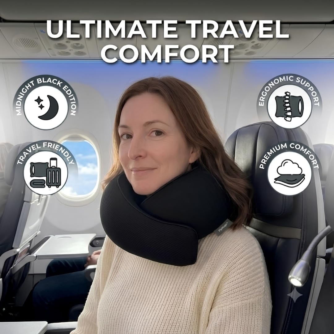 FlyHugz® Almohada de viaje para el cuello de espuma viscoelástica p...