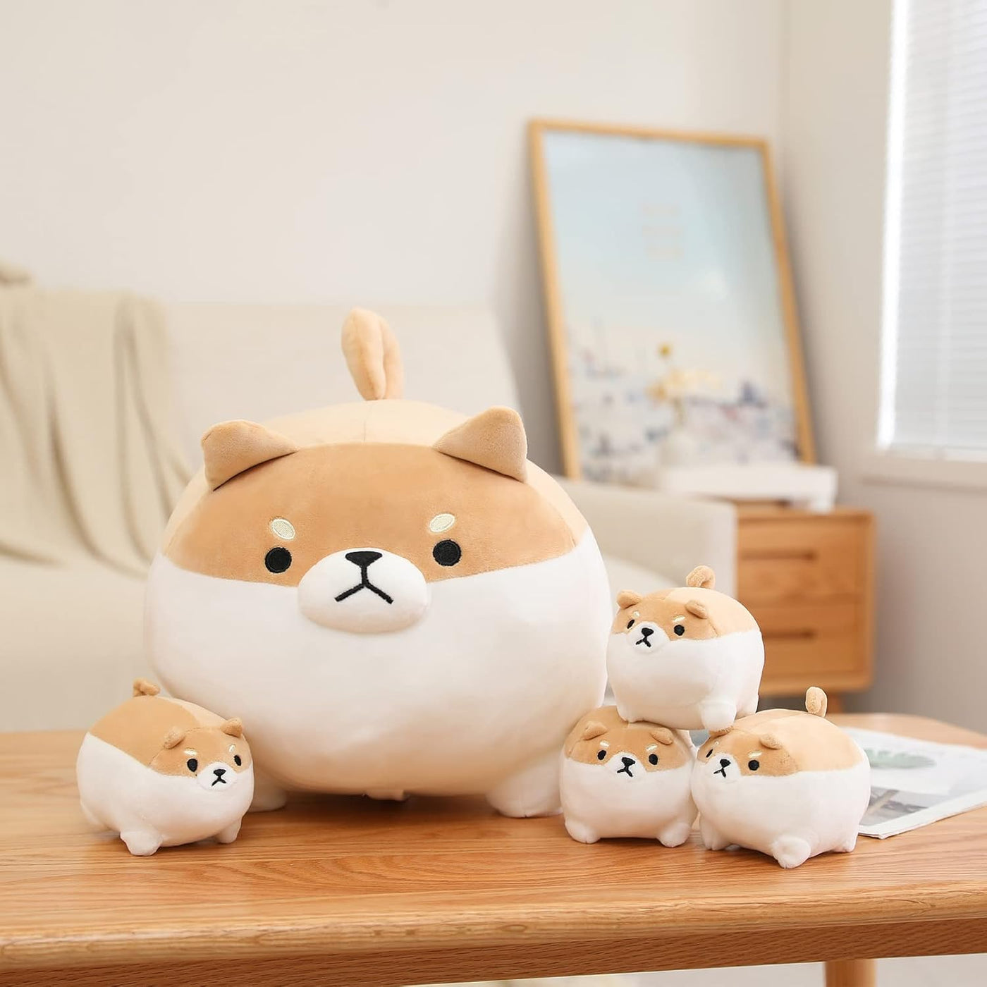 SQEQE Juguete de peluche Shiba Inu con 4 peluches de Shiba Inu en s...