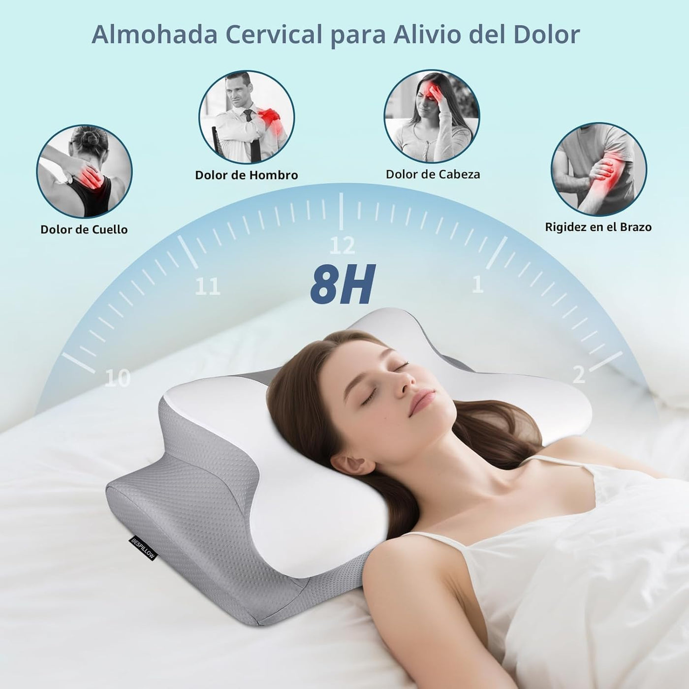 Almohada cervical para el cuello para aliviar el dolor, almohada er...