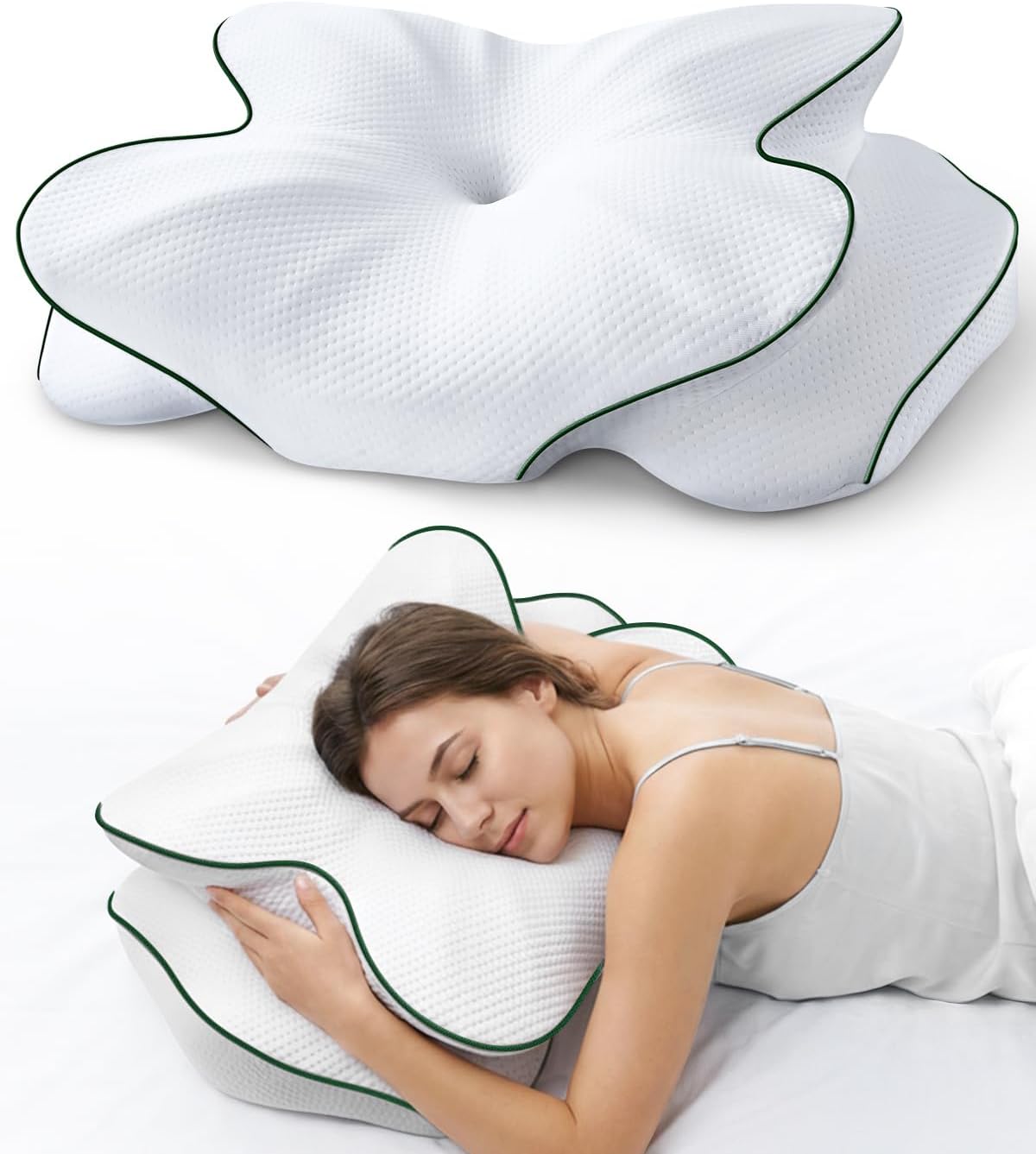 AZBESTPRO Almohada cervical de espuma viscoelástica para soporte de...