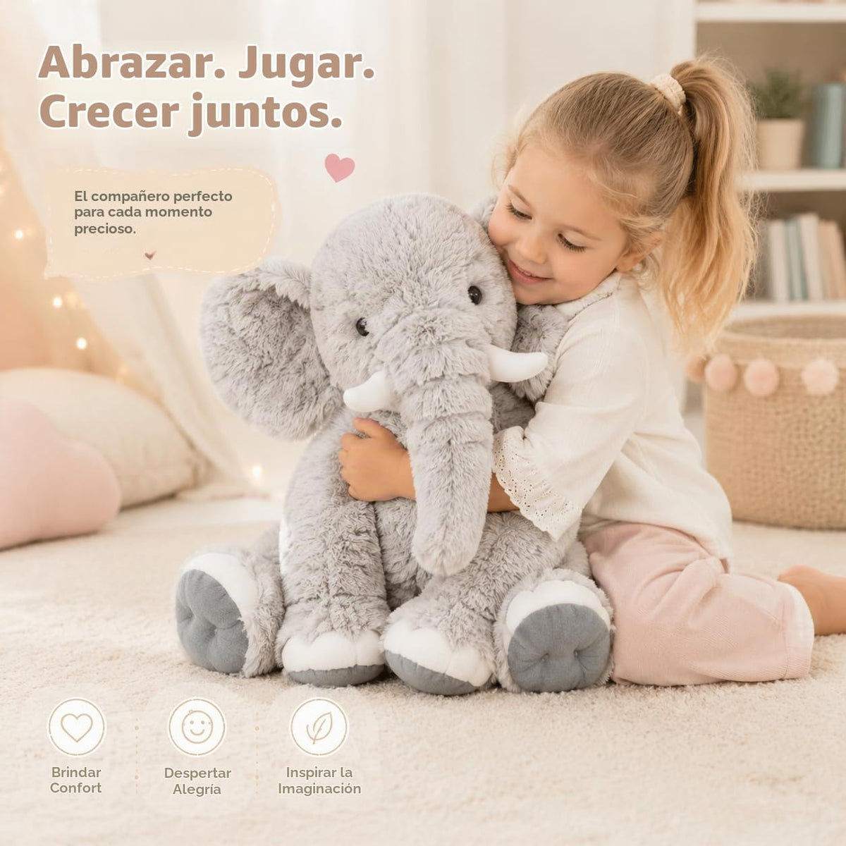 MorisMos Animal de Peluche de Elefante Grande, Compañero de Peluche...