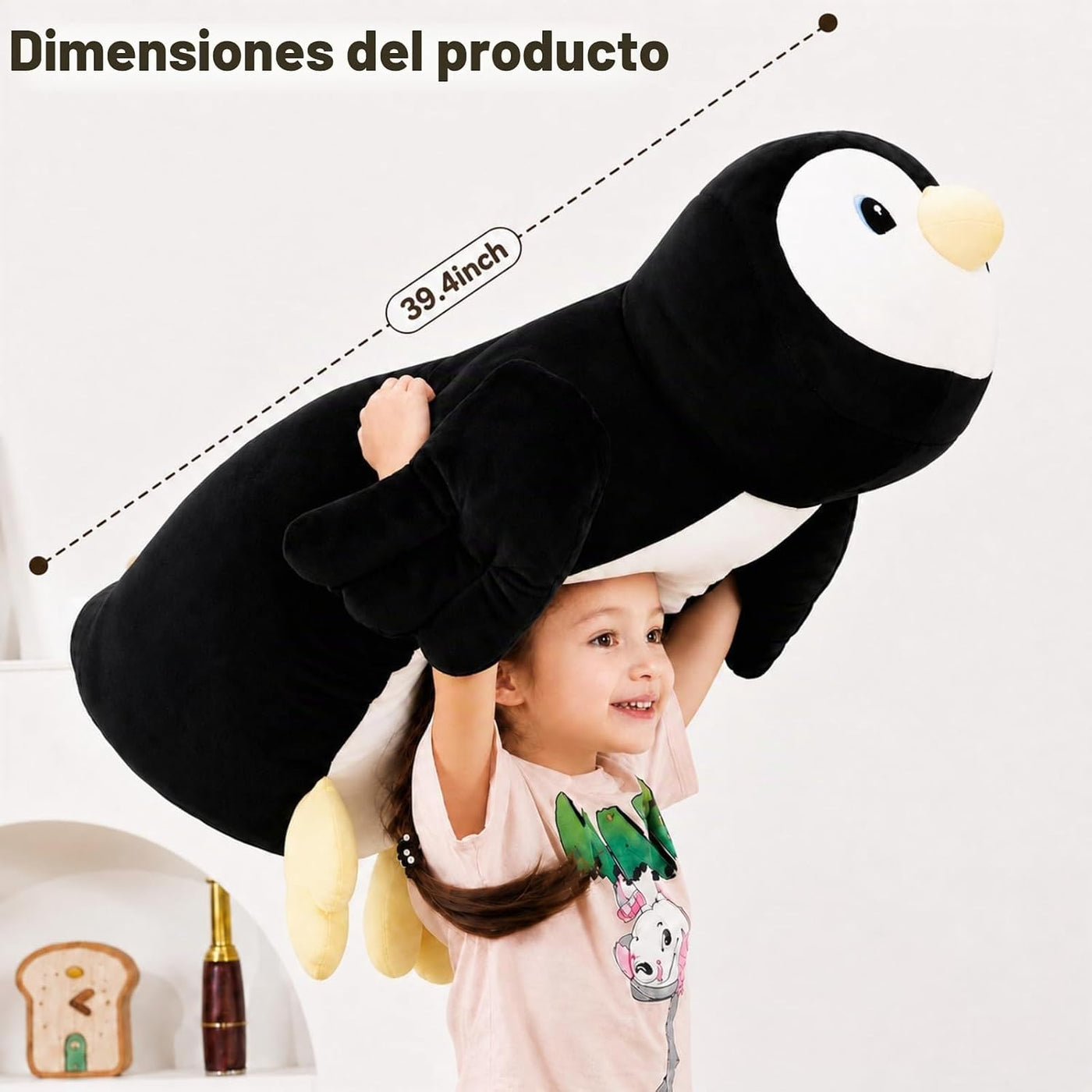 MorisMos Juguete de peluche de pingüino de 39.4 pulgadas, almohada...